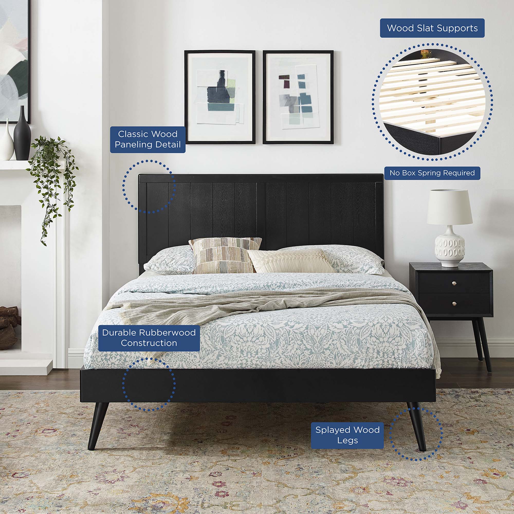 Modway Alana Wood Queen Platform Bed With Splayed Legs