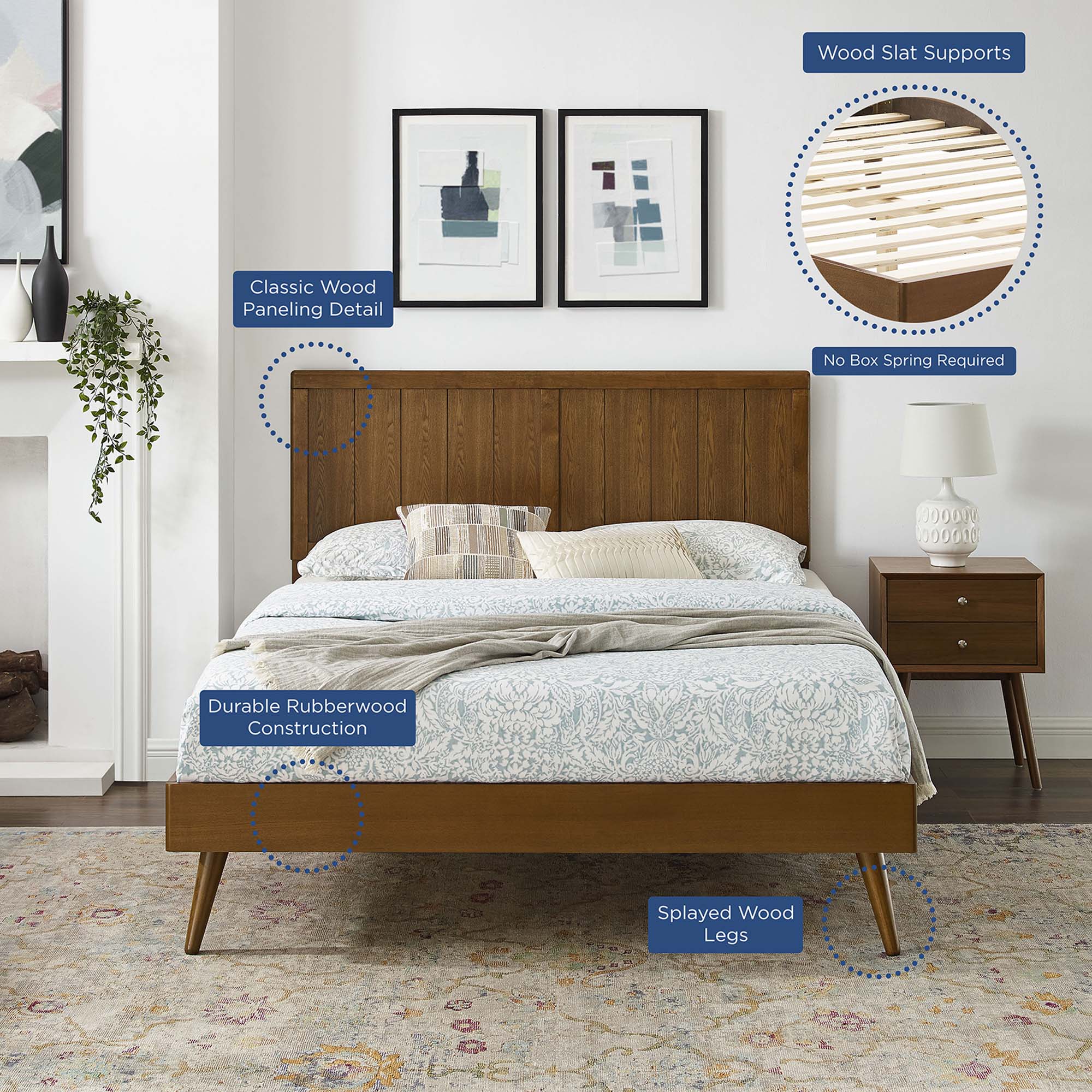 Modway Alana Wood Queen Platform Bed With Splayed Legs