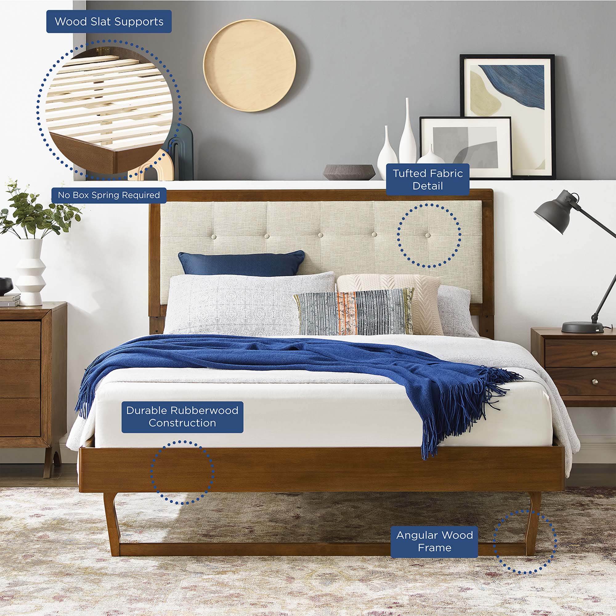 Modway Willow Wood Queen Platform Bed With Angular Frame
