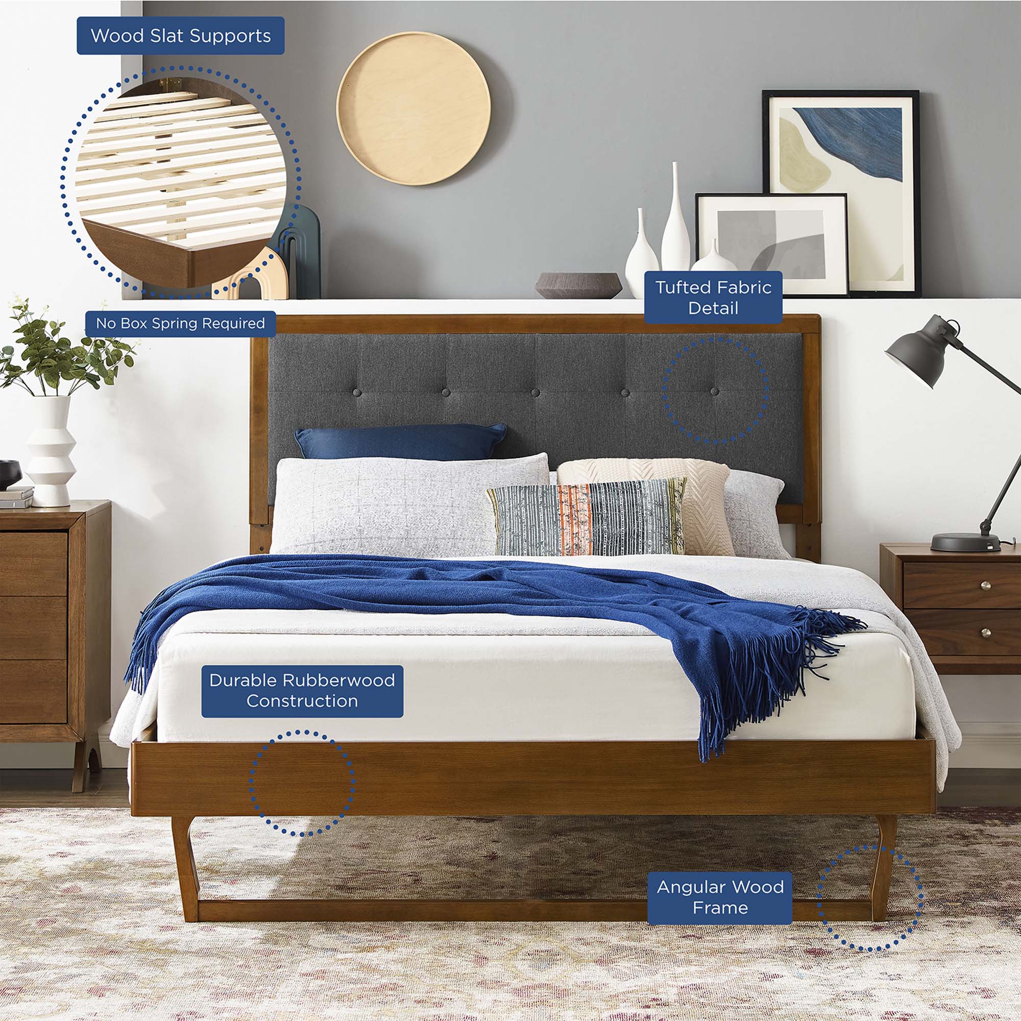 Modway Willow Wood Queen Platform Bed With Angular Frame