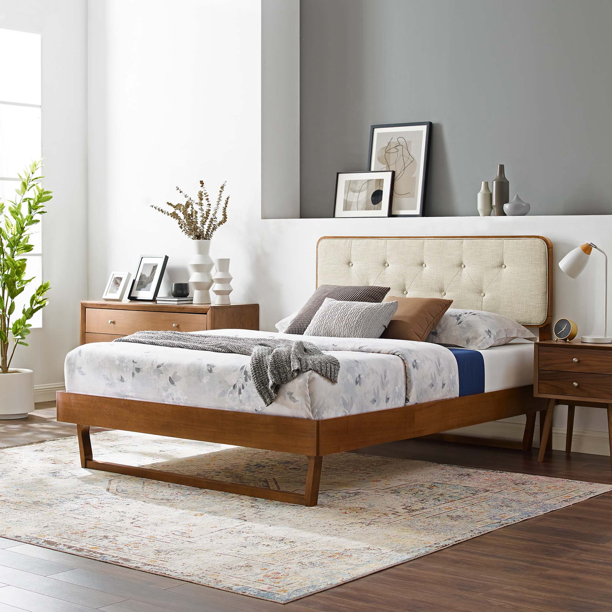 Modway Bridgette Wood Queen Platform Bed With Angular Frame