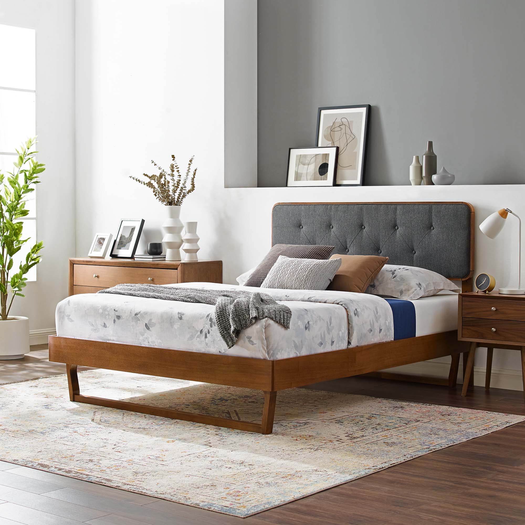 Modway Bridgette Wood Queen Platform Bed With Angular Frame