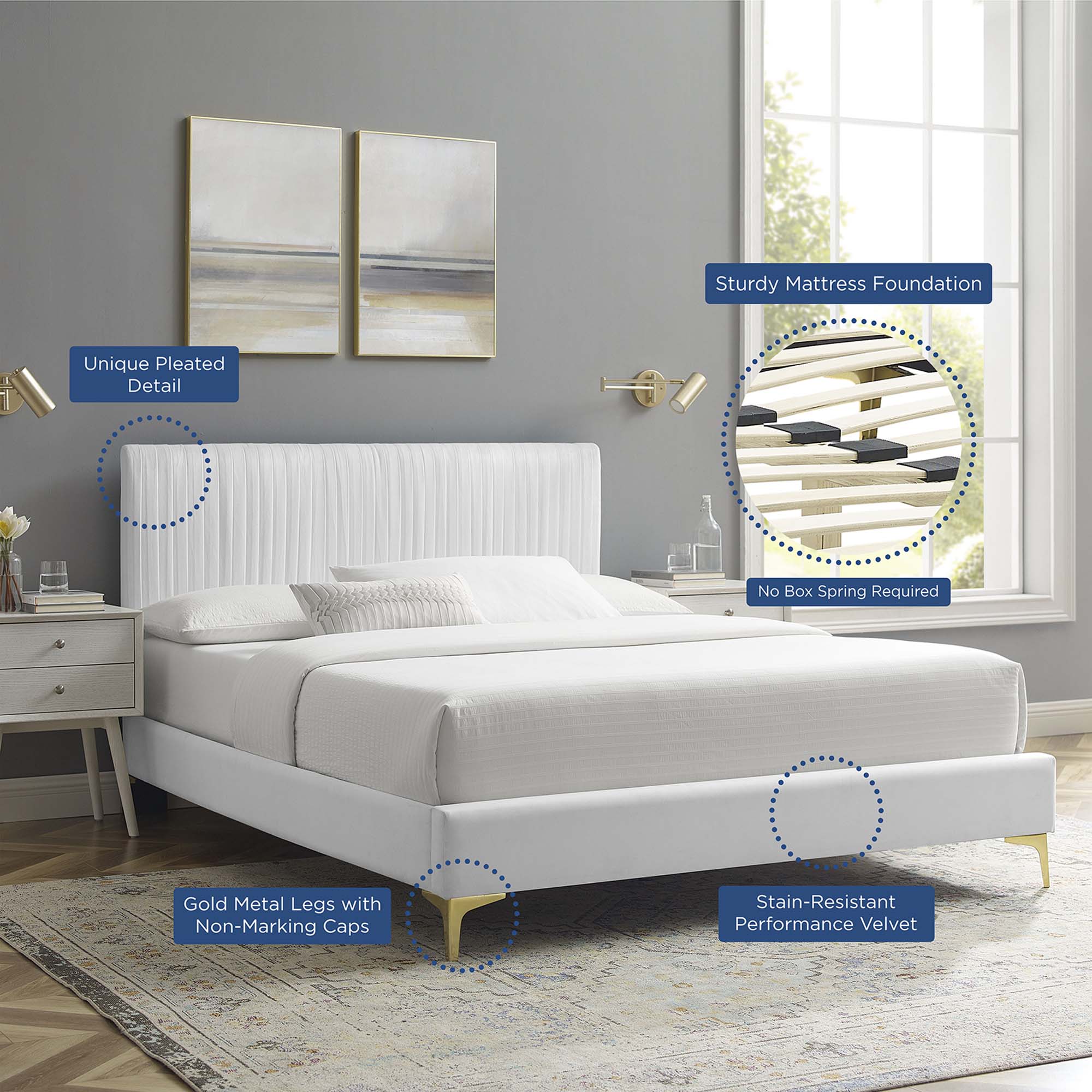 Modway Peyton Performance Velvet Queen Platform Bed