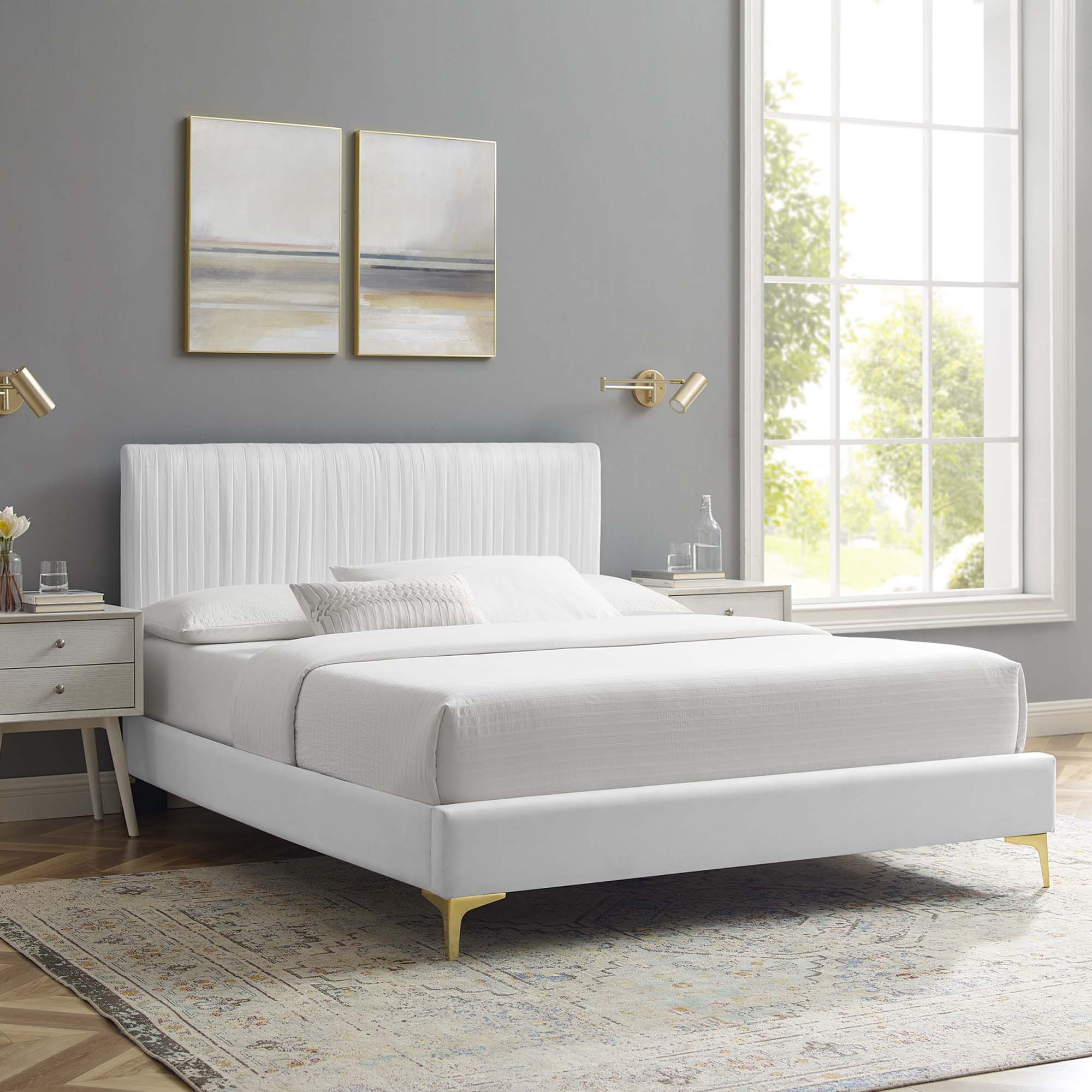 Modway Peyton Performance Velvet Queen Platform Bed