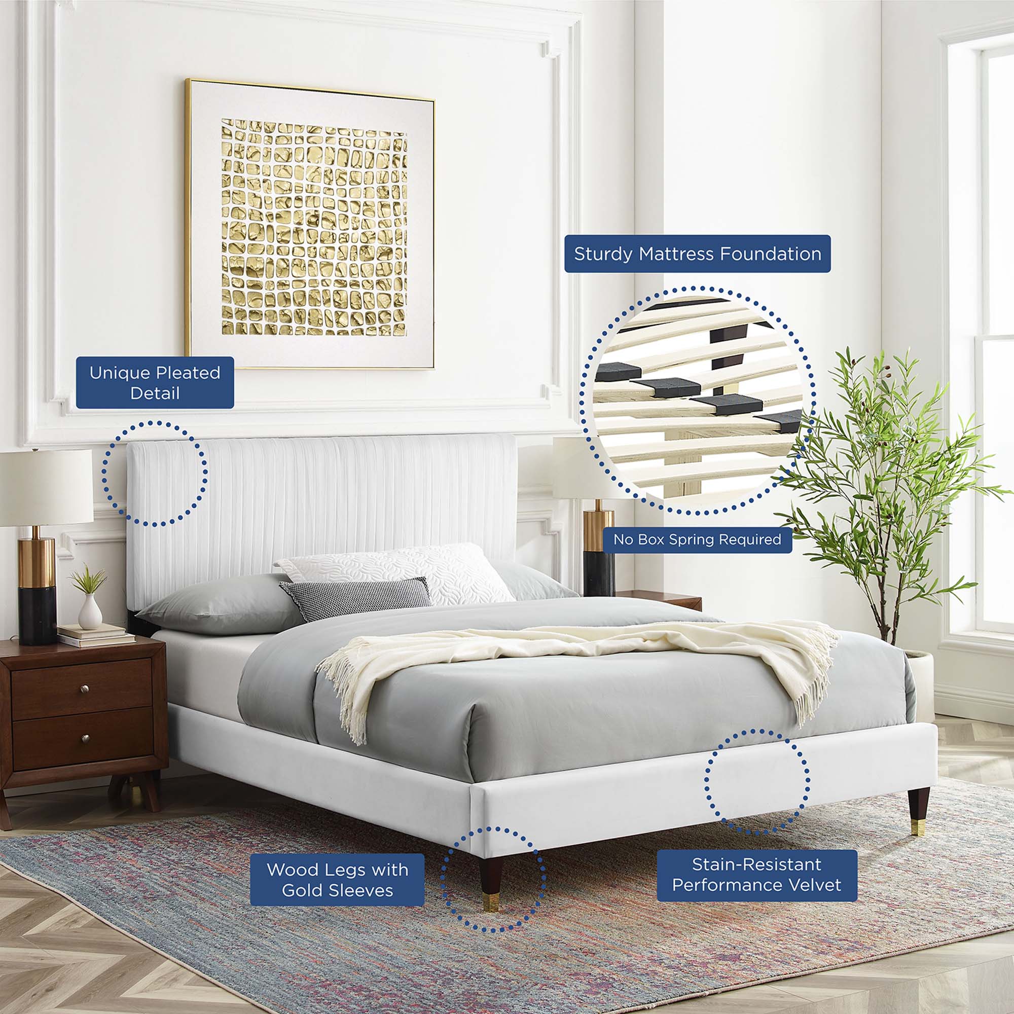 Modway Peyton Performance Velvet Queen Platform Bed