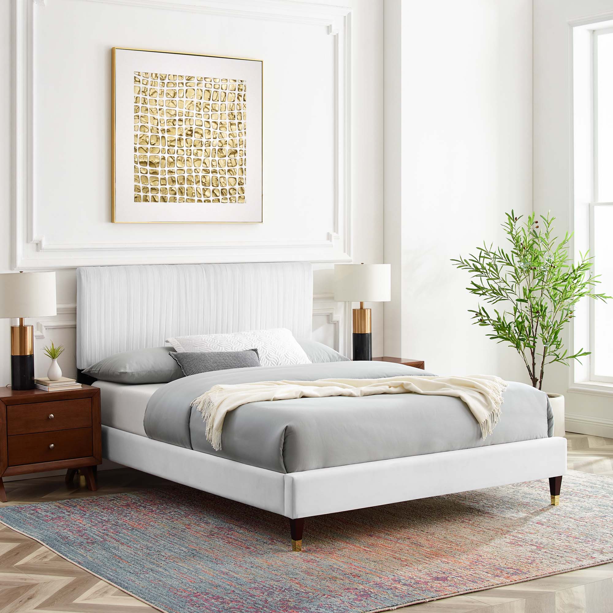 Modway Peyton Performance Velvet Queen Platform Bed
