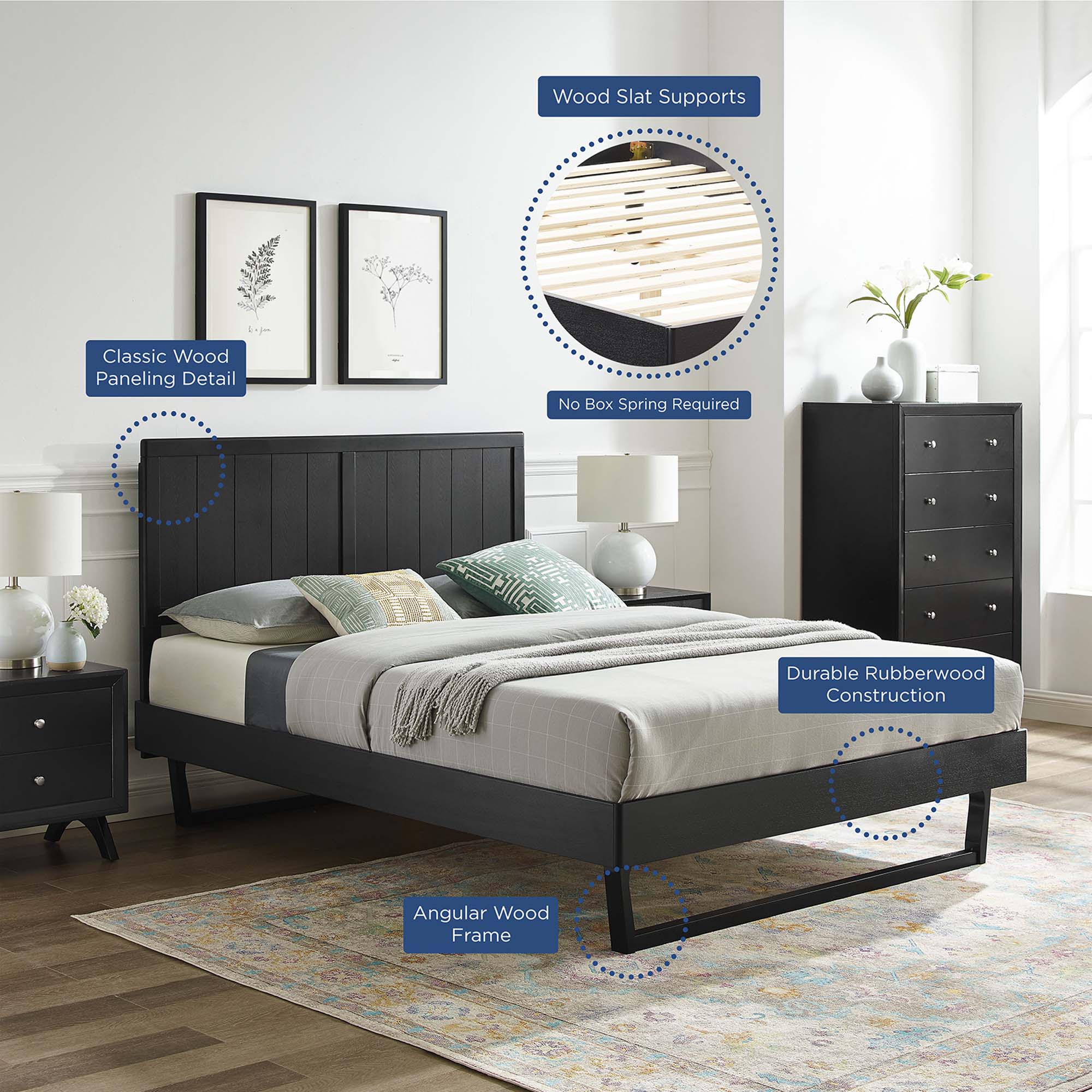 Modway Alana Wood Full Platform Bed With Angular Frame