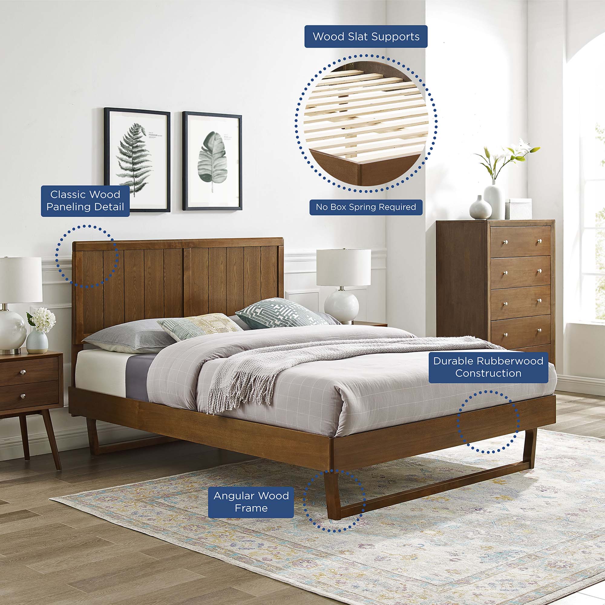 Modway Alana Wood Twin Platform Bed With Angular Frame