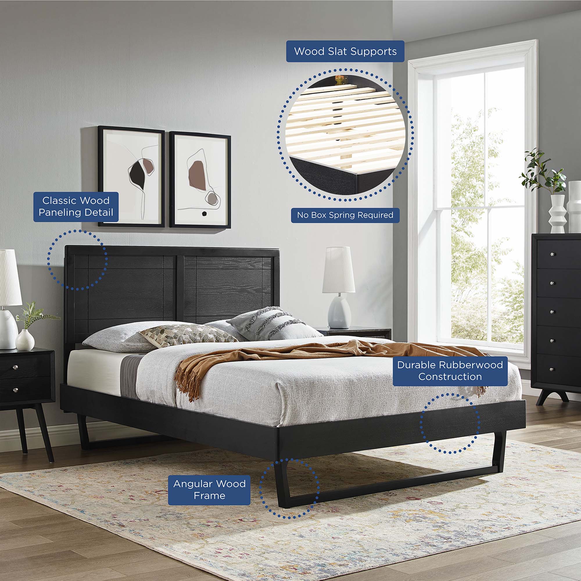 Modway Marlee Wood Full Platform Bed With Angular Frame
