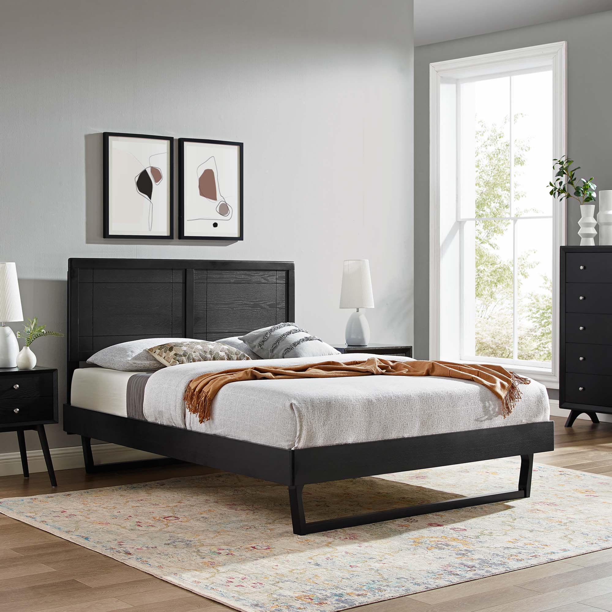 Modway Marlee Wood Full Platform Bed With Angular Frame