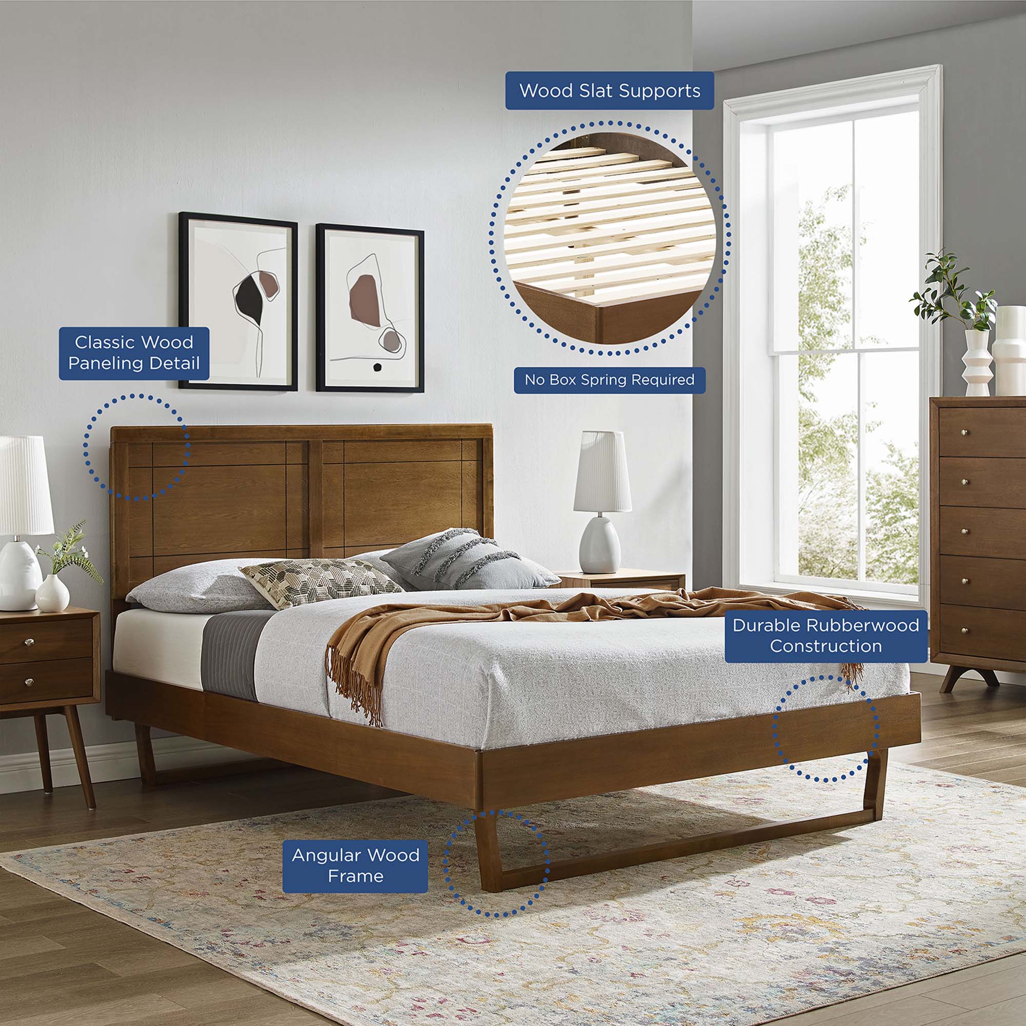 Modway Marlee Wood Full Platform Bed With Angular Frame