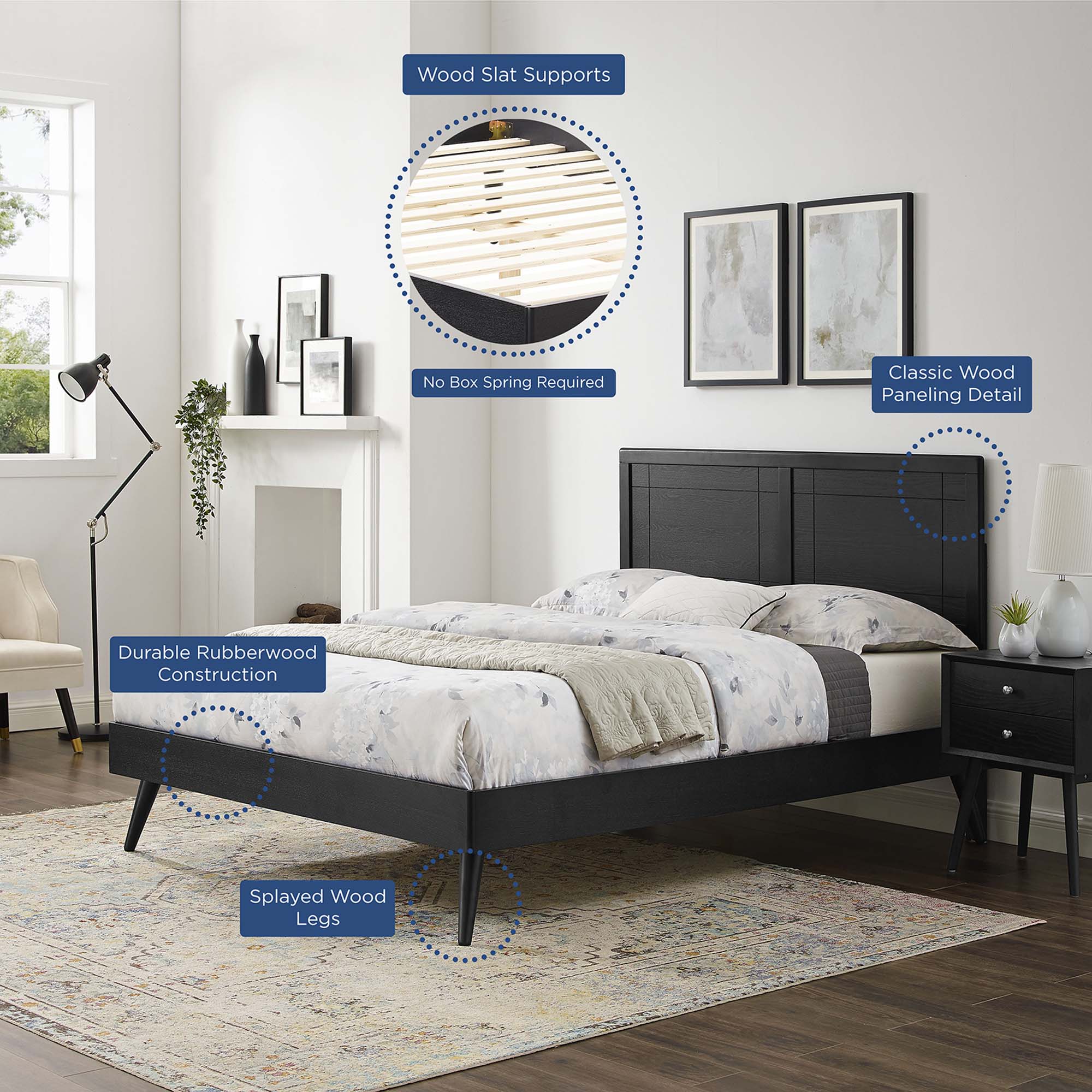 Modway Marlee Wood Full Platform Bed With Splayed Legs