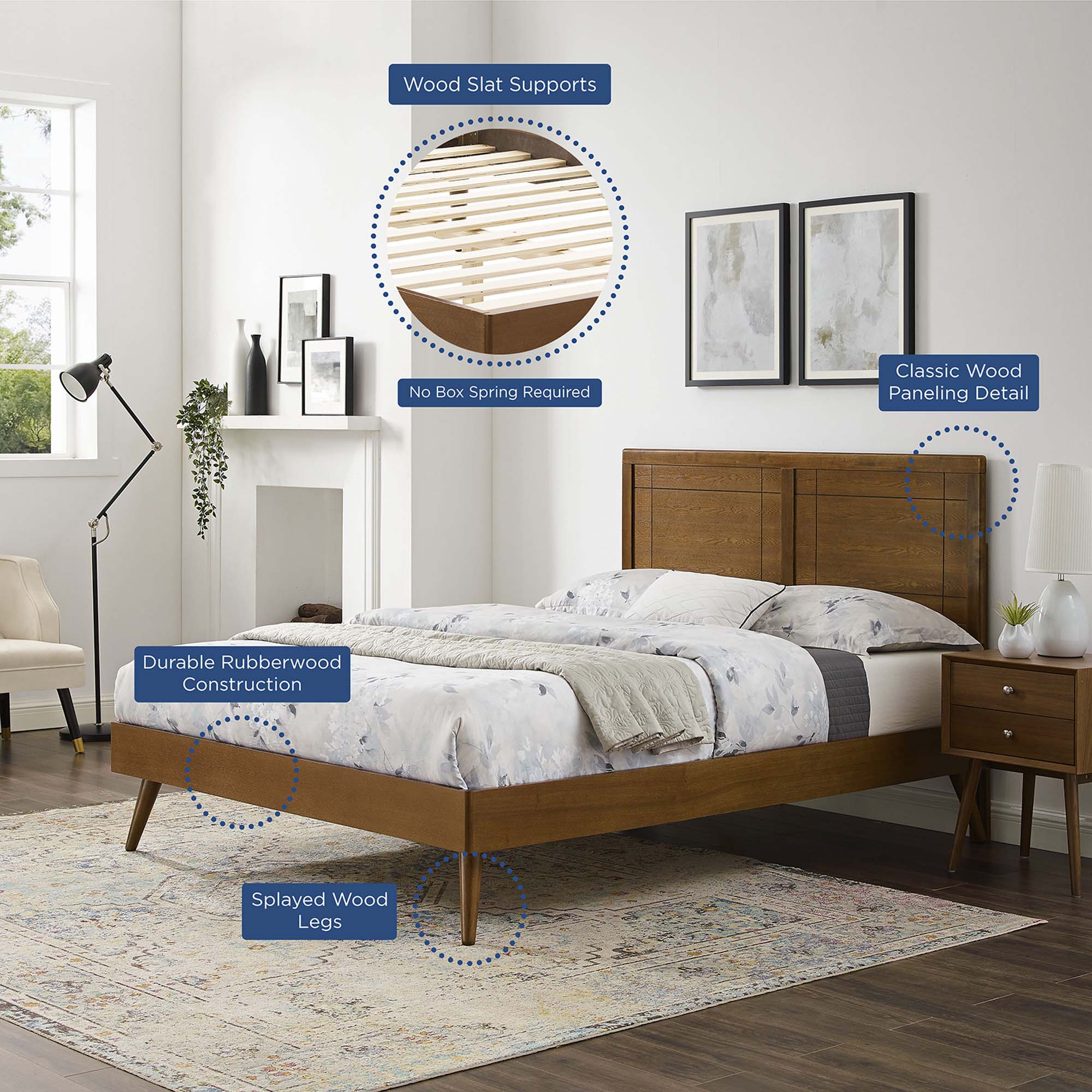Modway Marlee Wood Twin Platform Bed With Splayed Legs