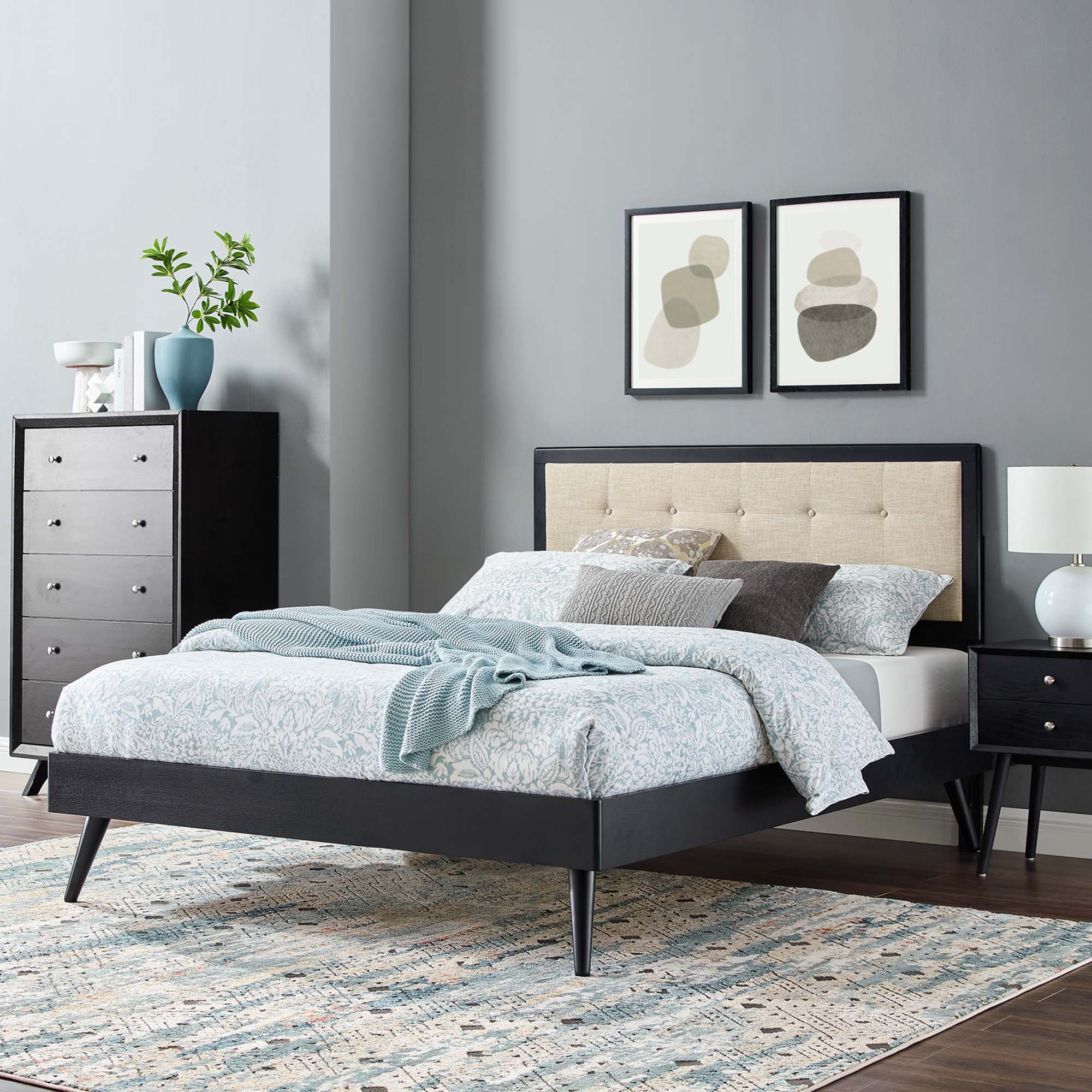 Modway Willow Wood King Platform Bed With Splayed Legs
