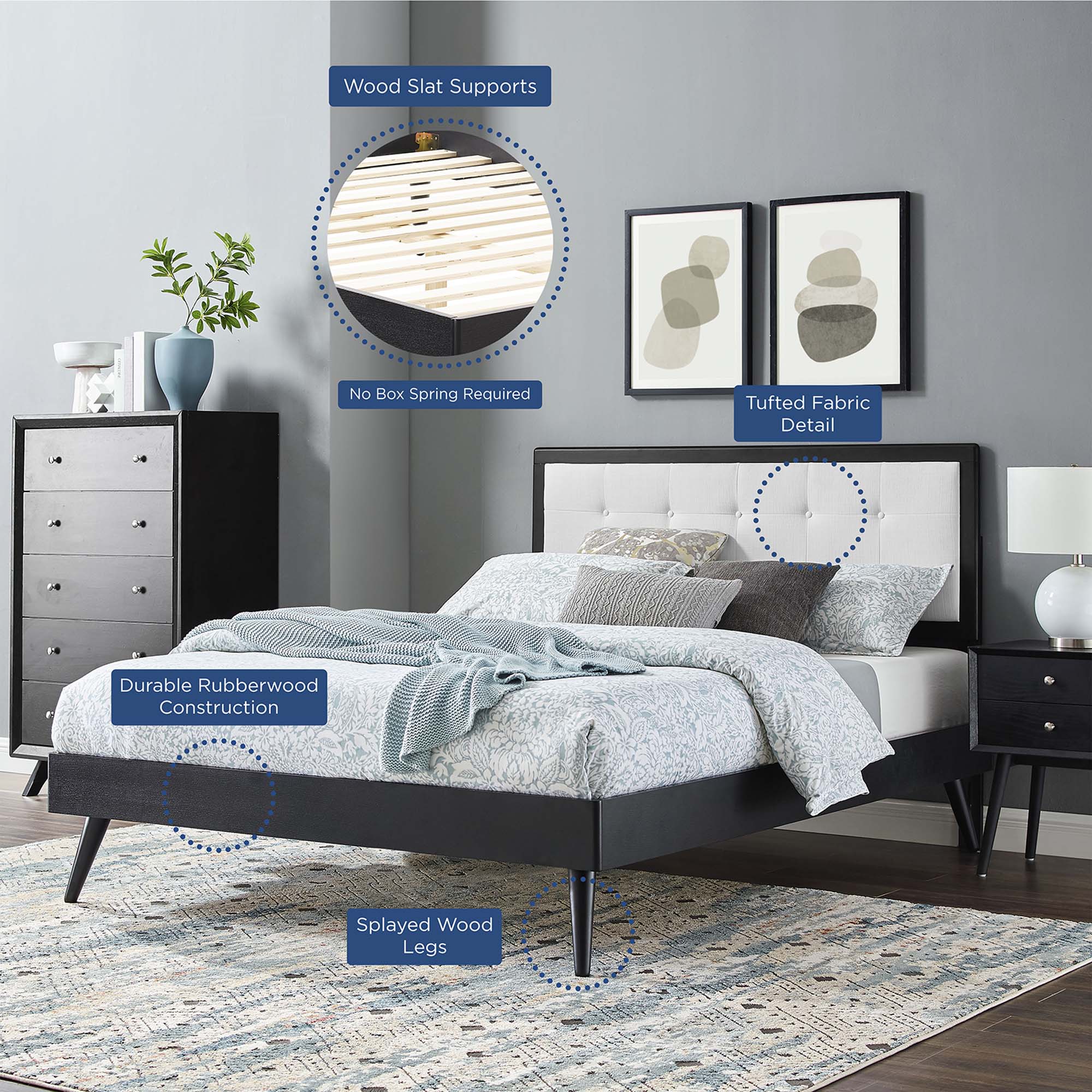 Modway Willow Wood King Platform Bed With Splayed Legs