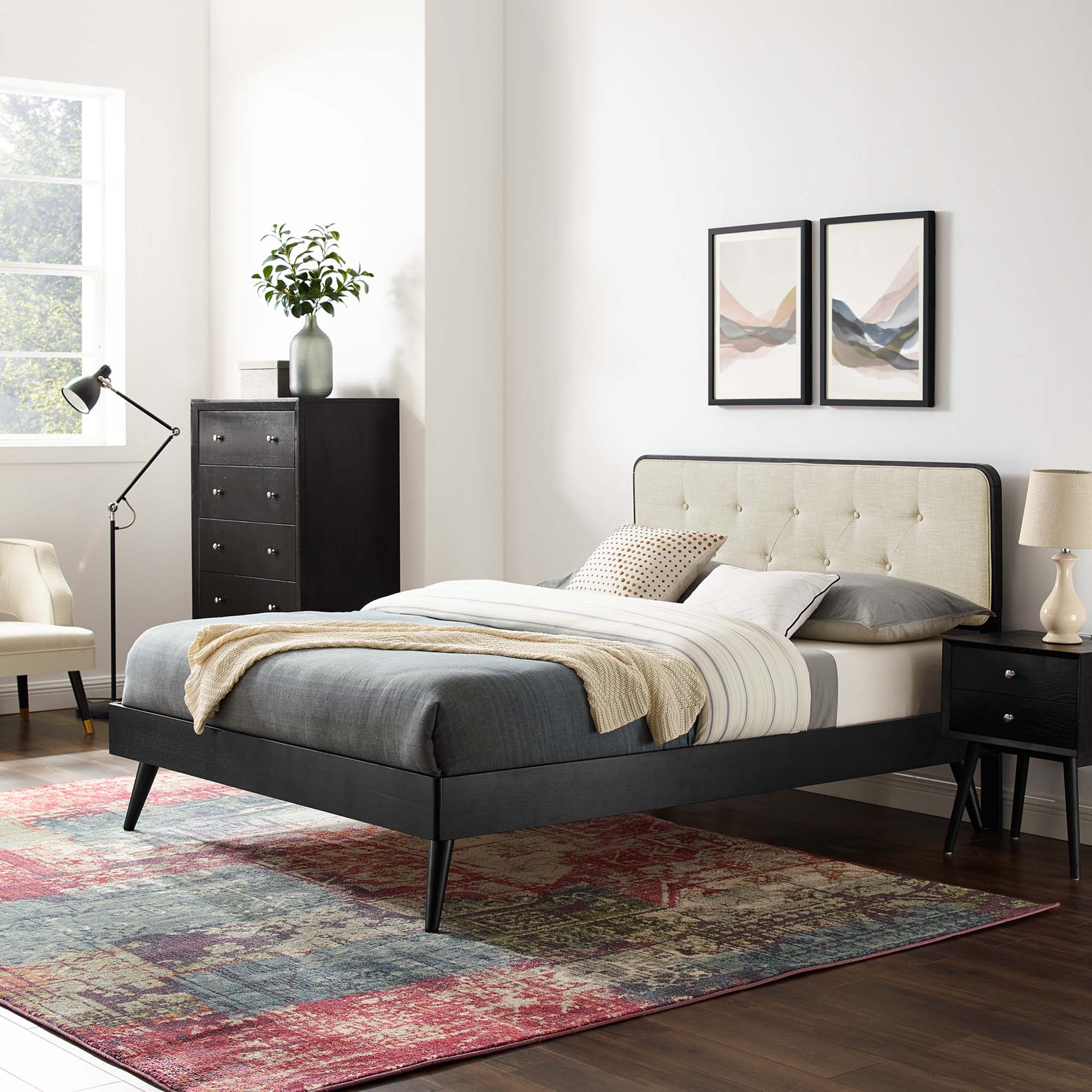 Modway Bridgette Wood Full Platform Bed With Splayed Legs