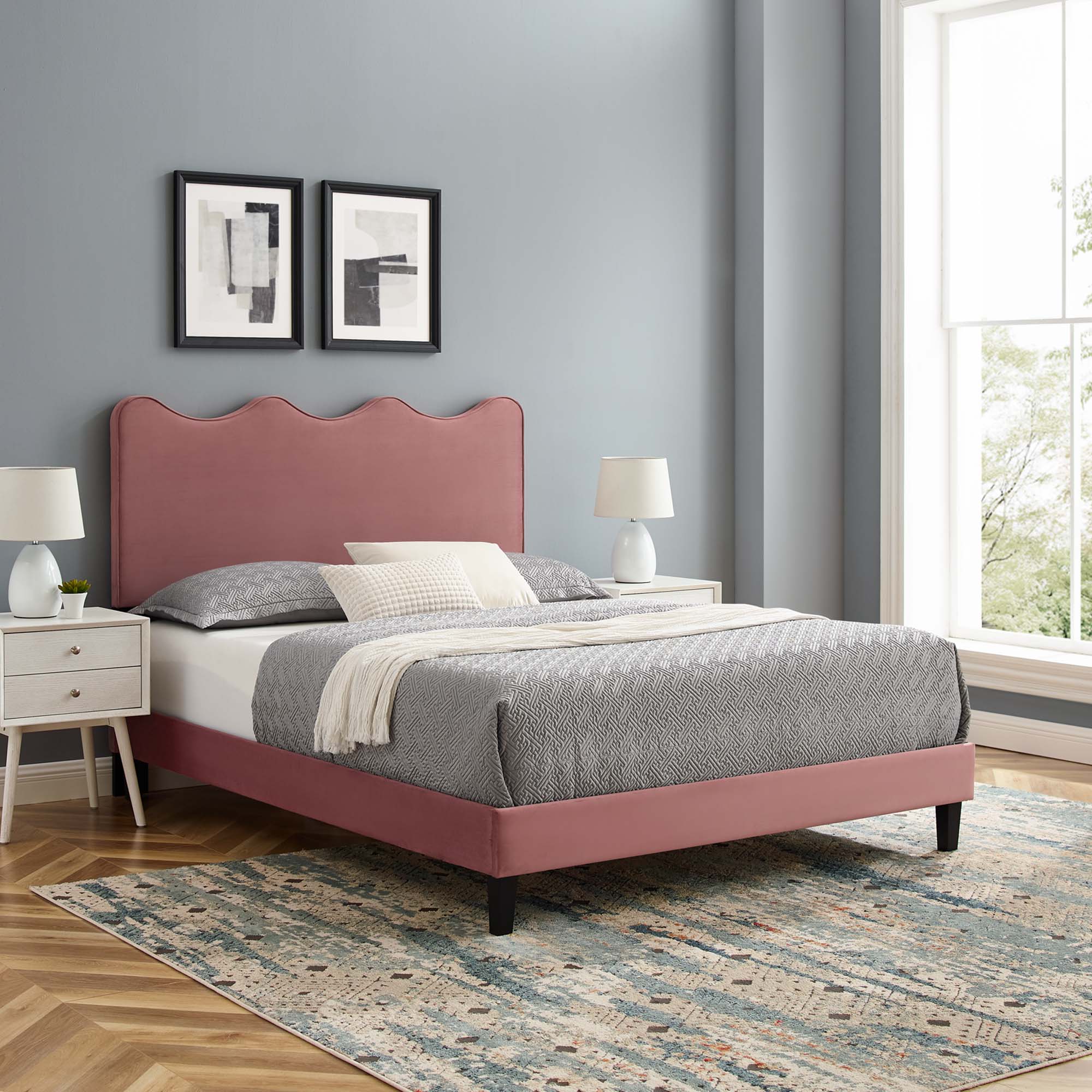 Modway Current Performance Velvet Twin Platform Bed