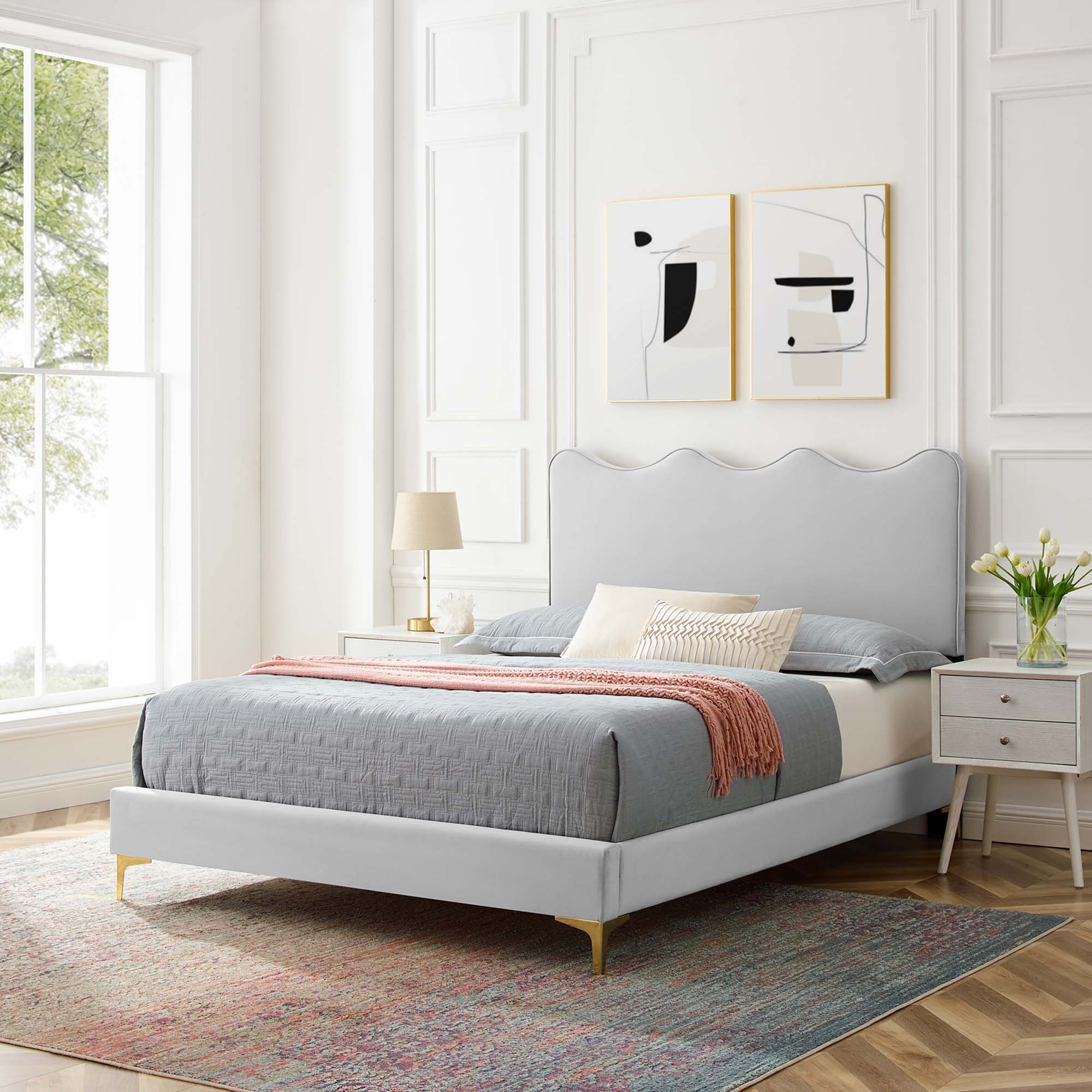 Modway Current Performance Velvet Full Platform Bed