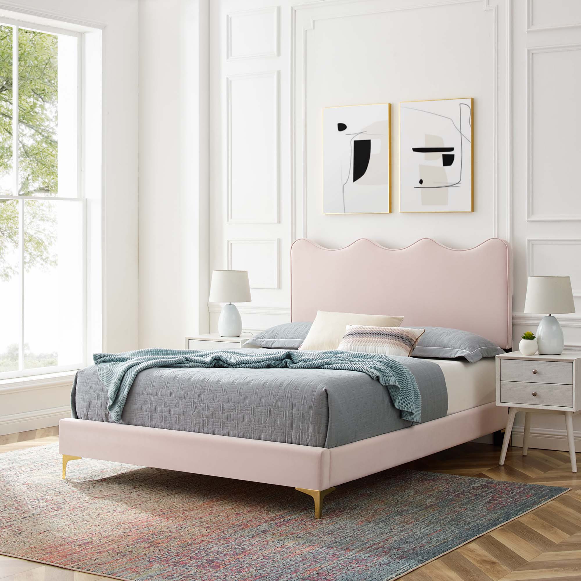 Modway Current Performance Velvet Full Platform Bed