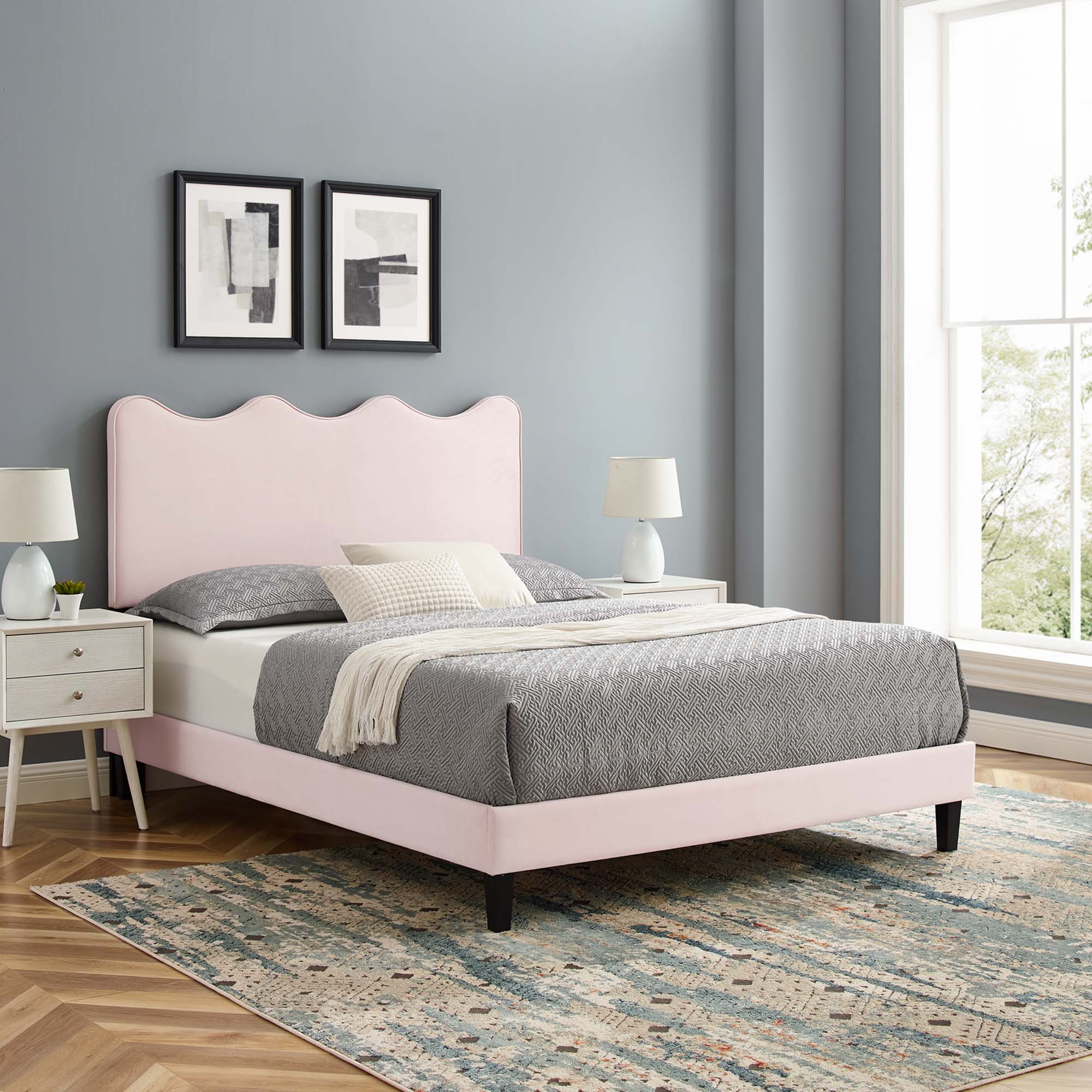 Modway Current Performance Velvet Full Platform Bed