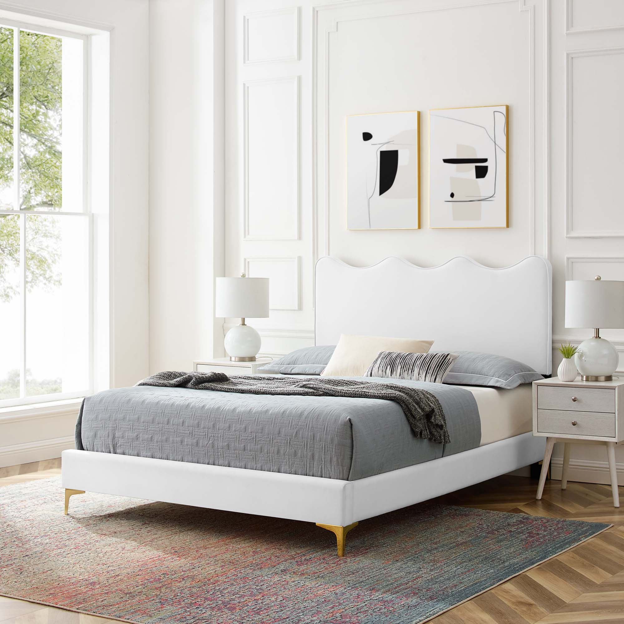 Modway Current Performance Velvet Queen Platform Bed
