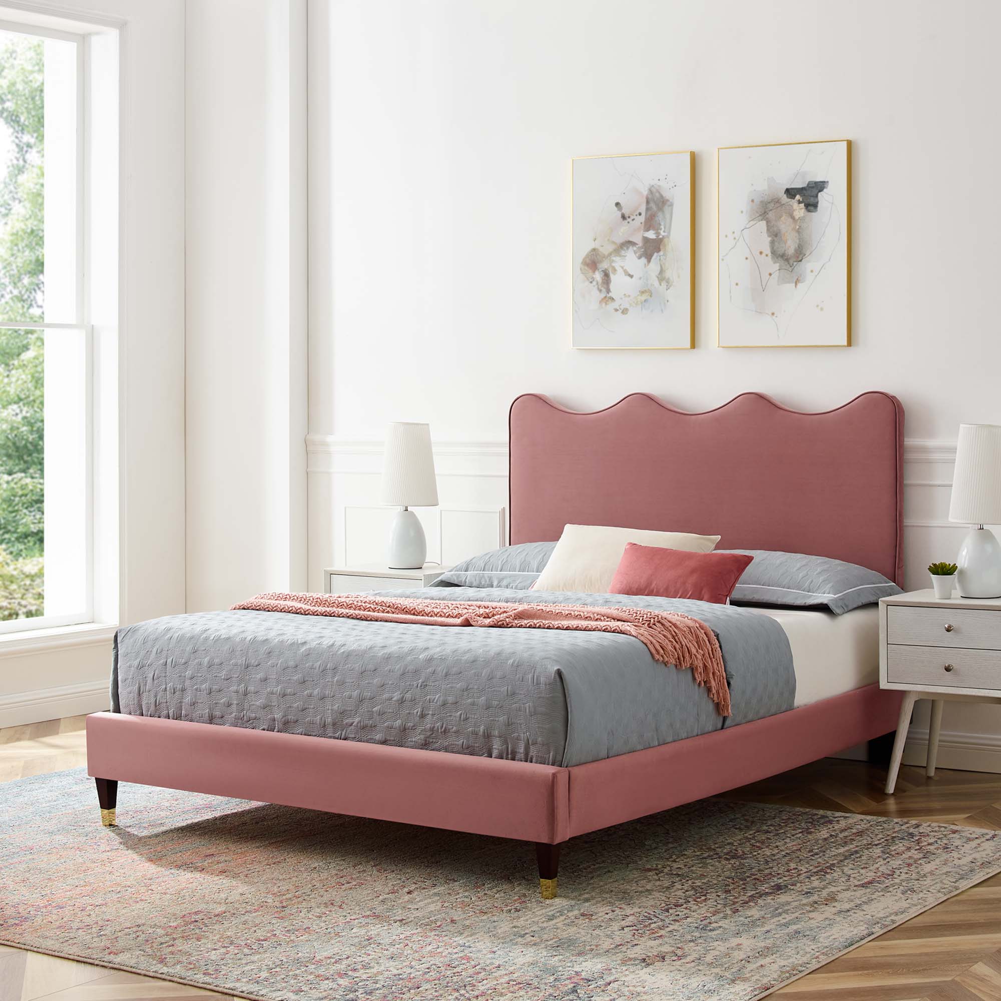 Modway Current Performance Velvet Queen Platform Bed