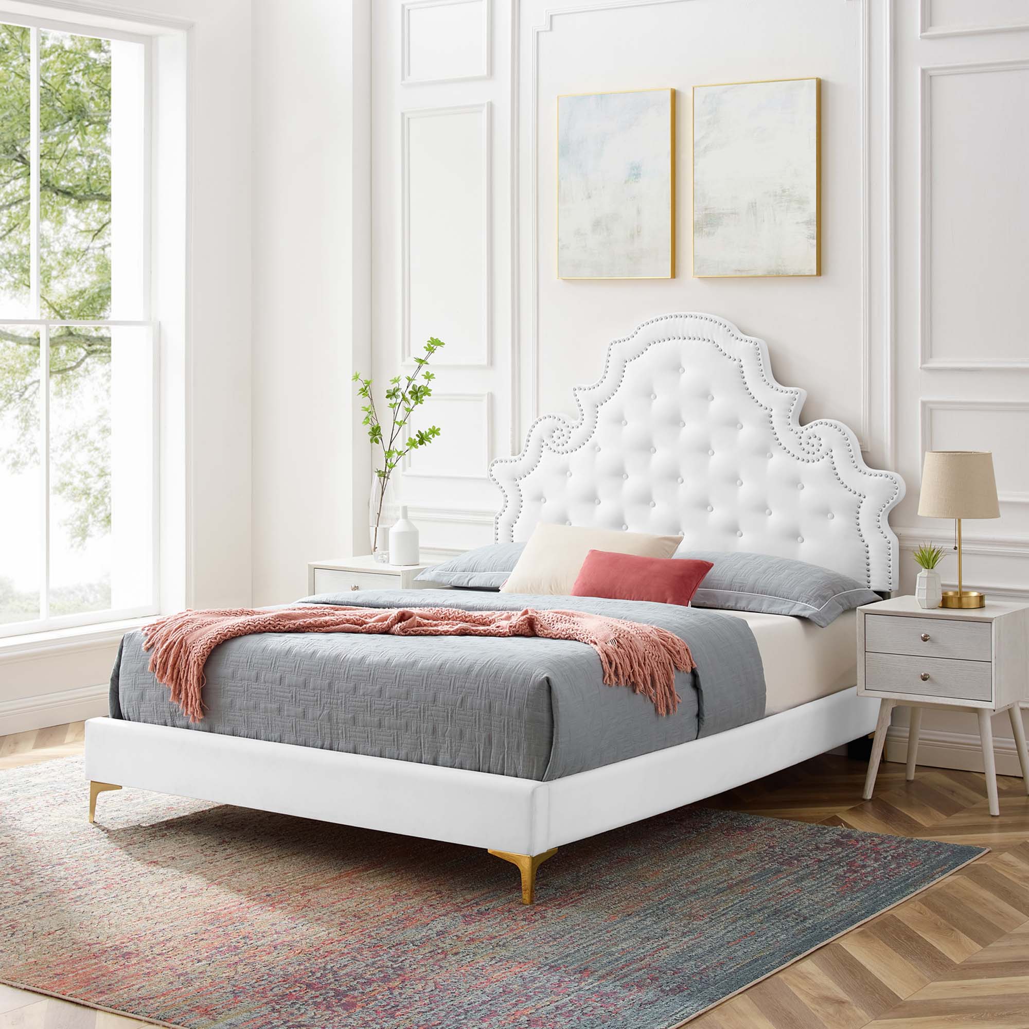 Modway Gwyneth Tufted Performance Velvet Queen Platform Bed