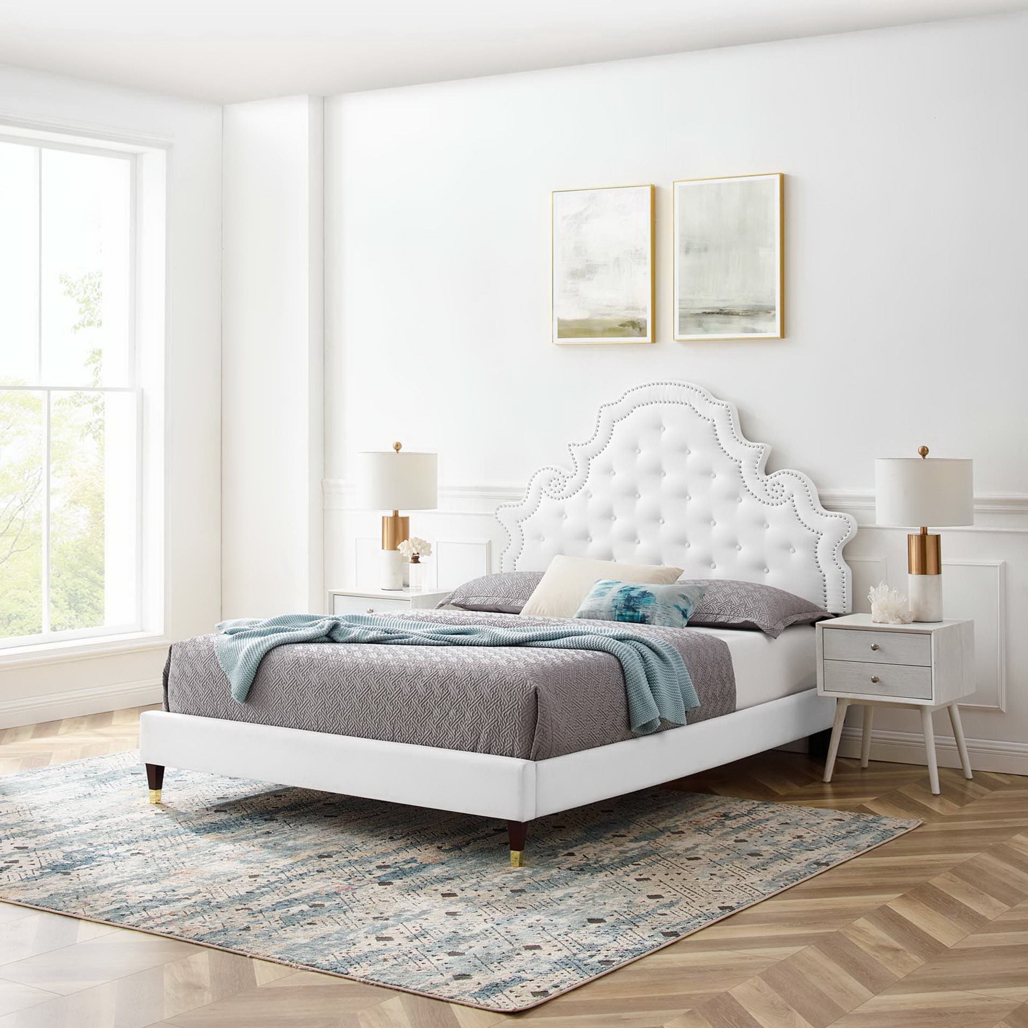 Modway Gwyneth Tufted Performance Velvet Queen Platform Bed