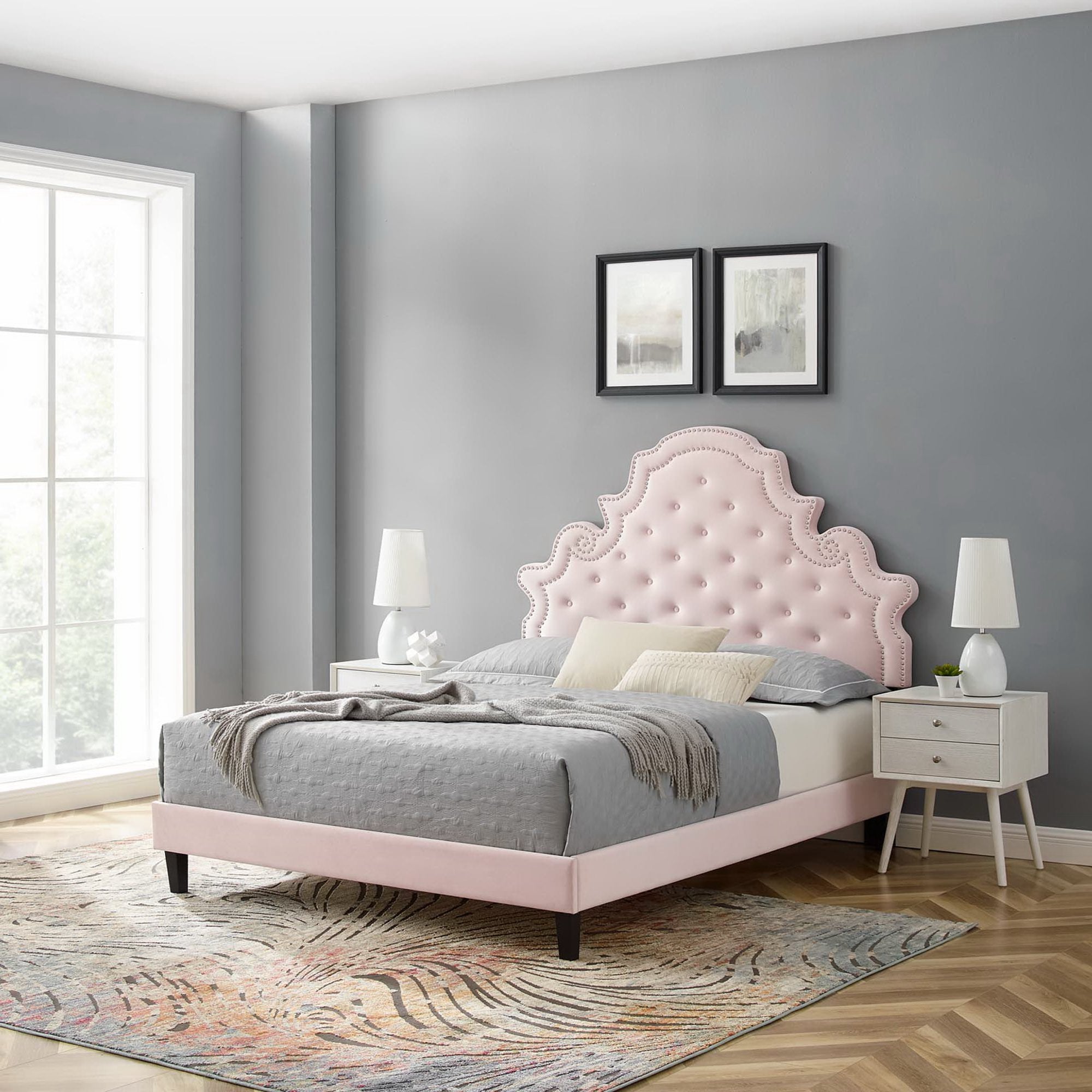 Modway Gwyneth Tufted Performance Velvet Queen Platform Bed