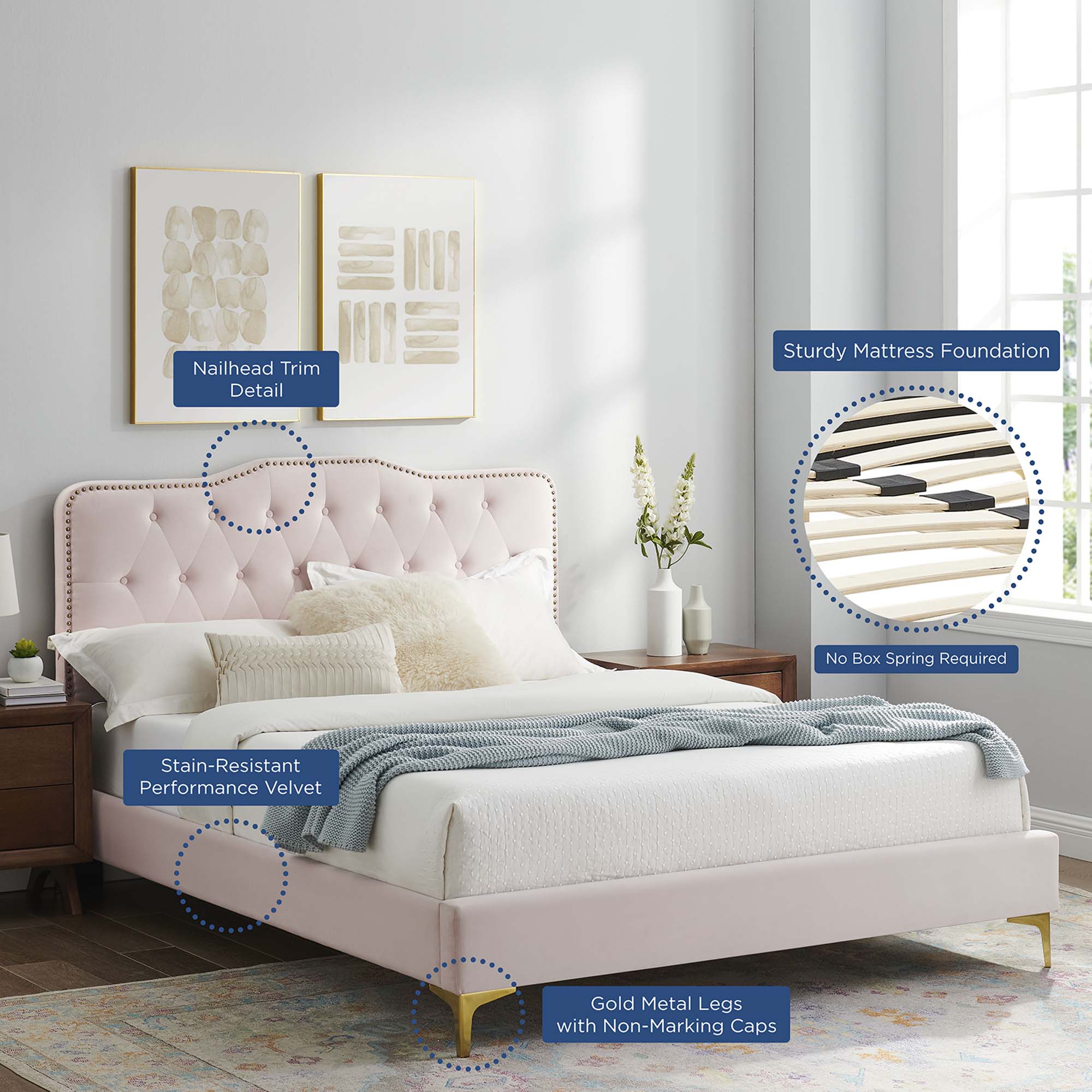 Modway Amber Tufted Performance Velvet Twin Platform Bed