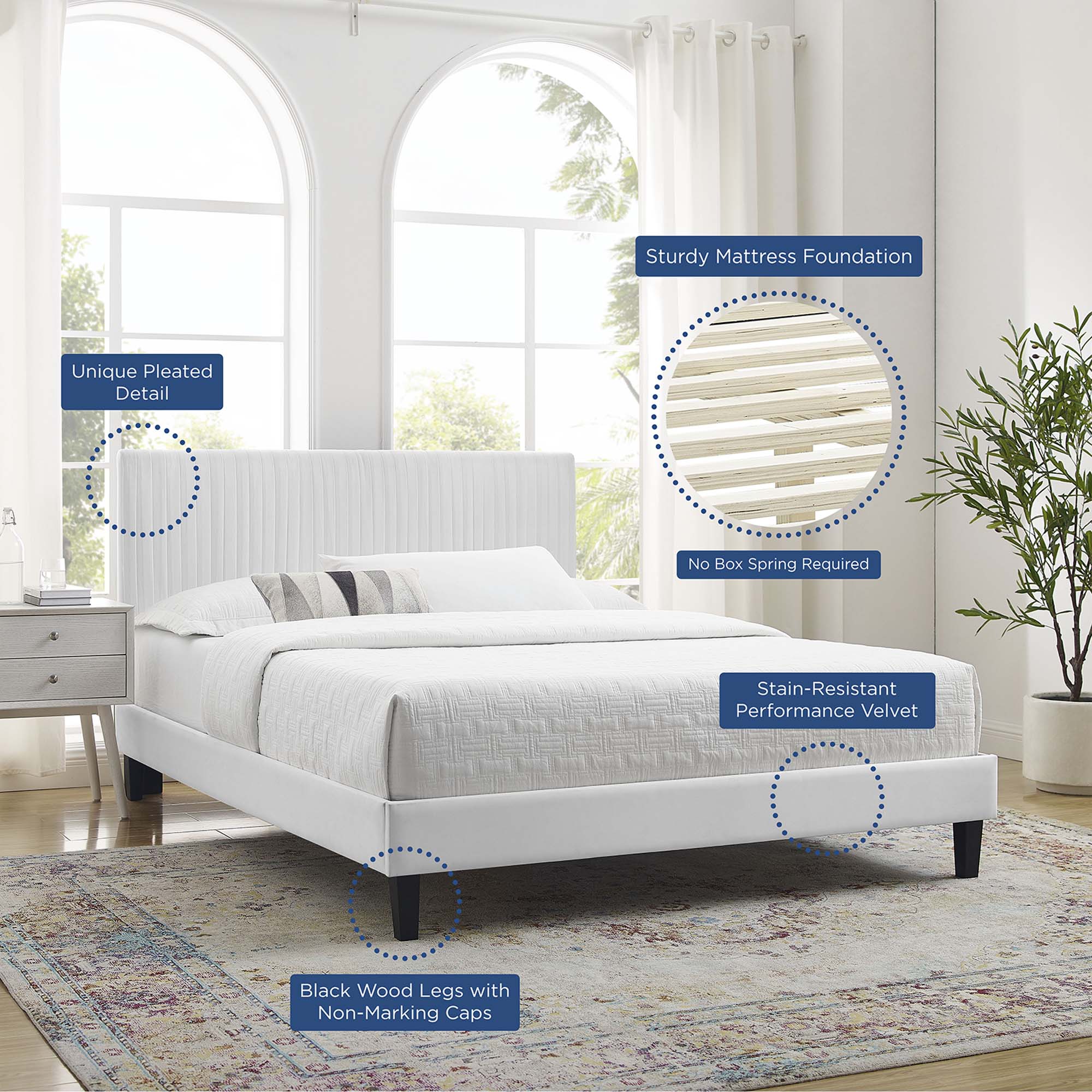 Modway Peyton Performance Velvet Full Platform Bed