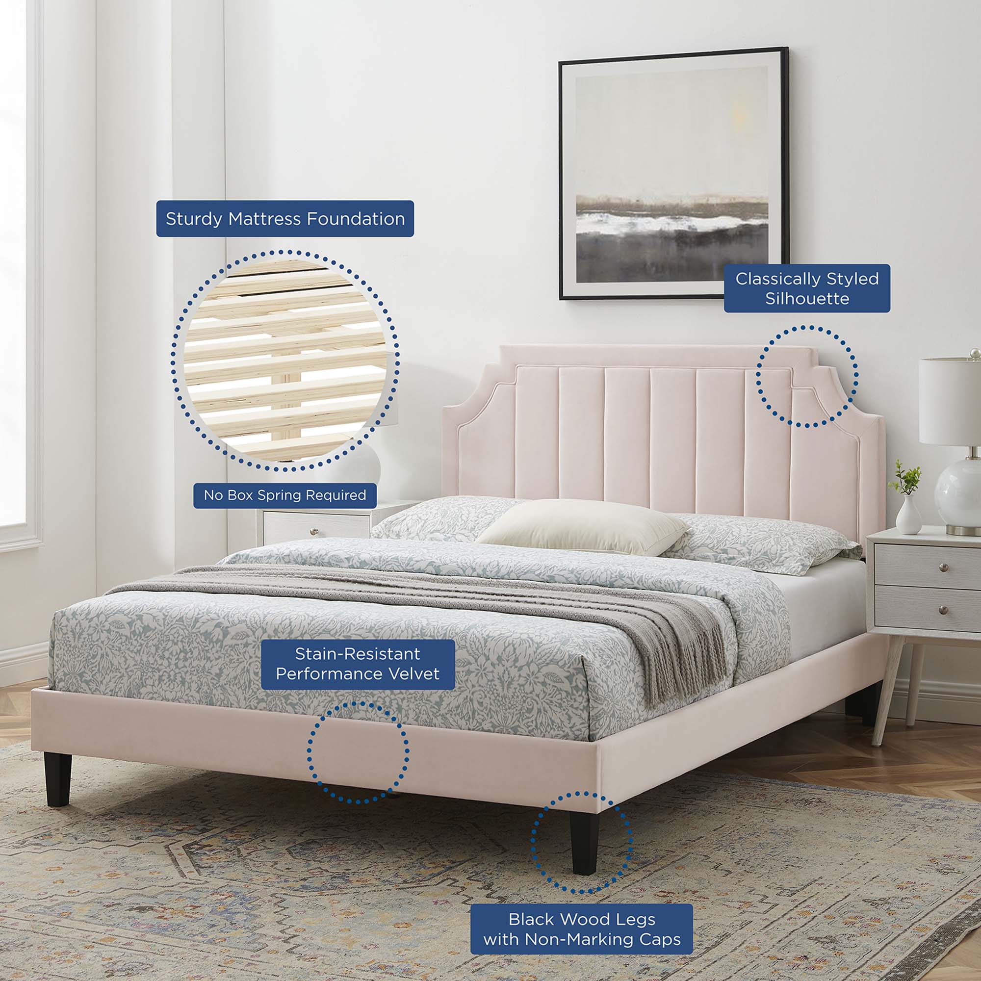 Modway Sienna Performance Velvet Twin Platform Bed