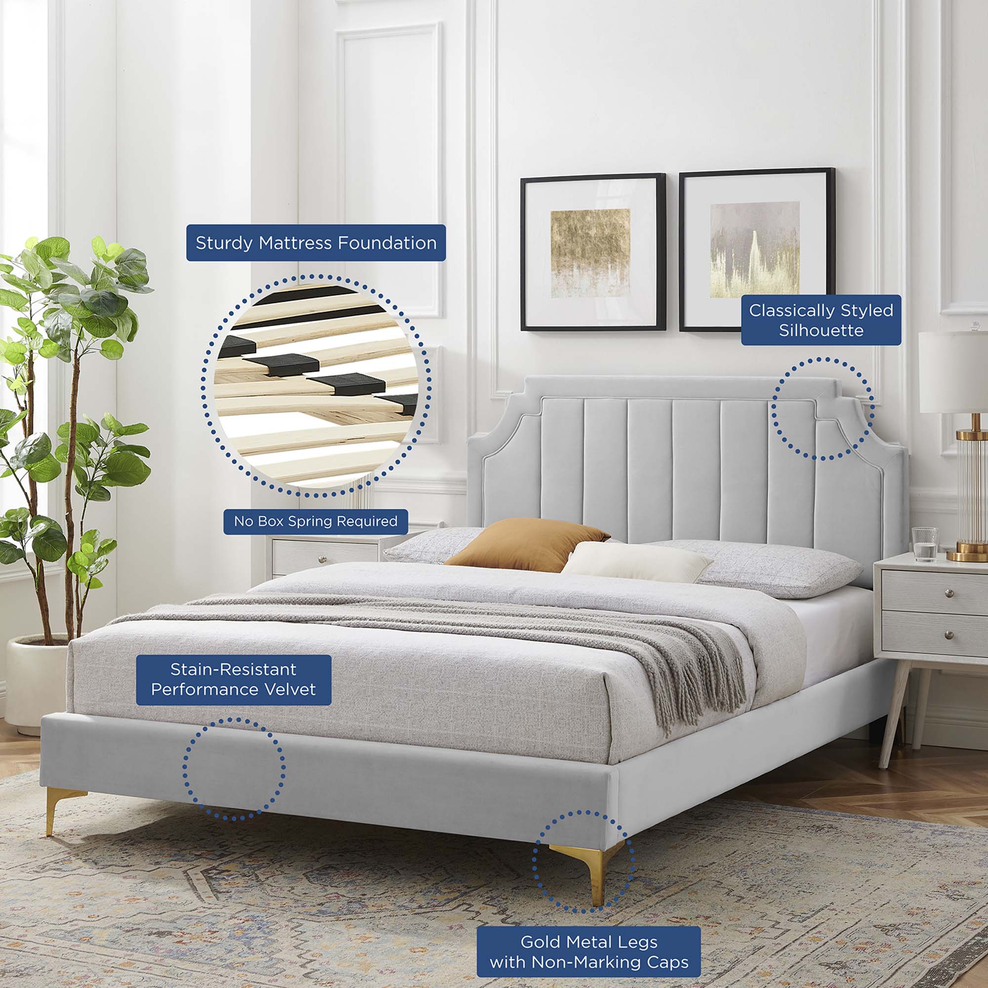 Modway Sienna Performance Velvet Full Platform Bed