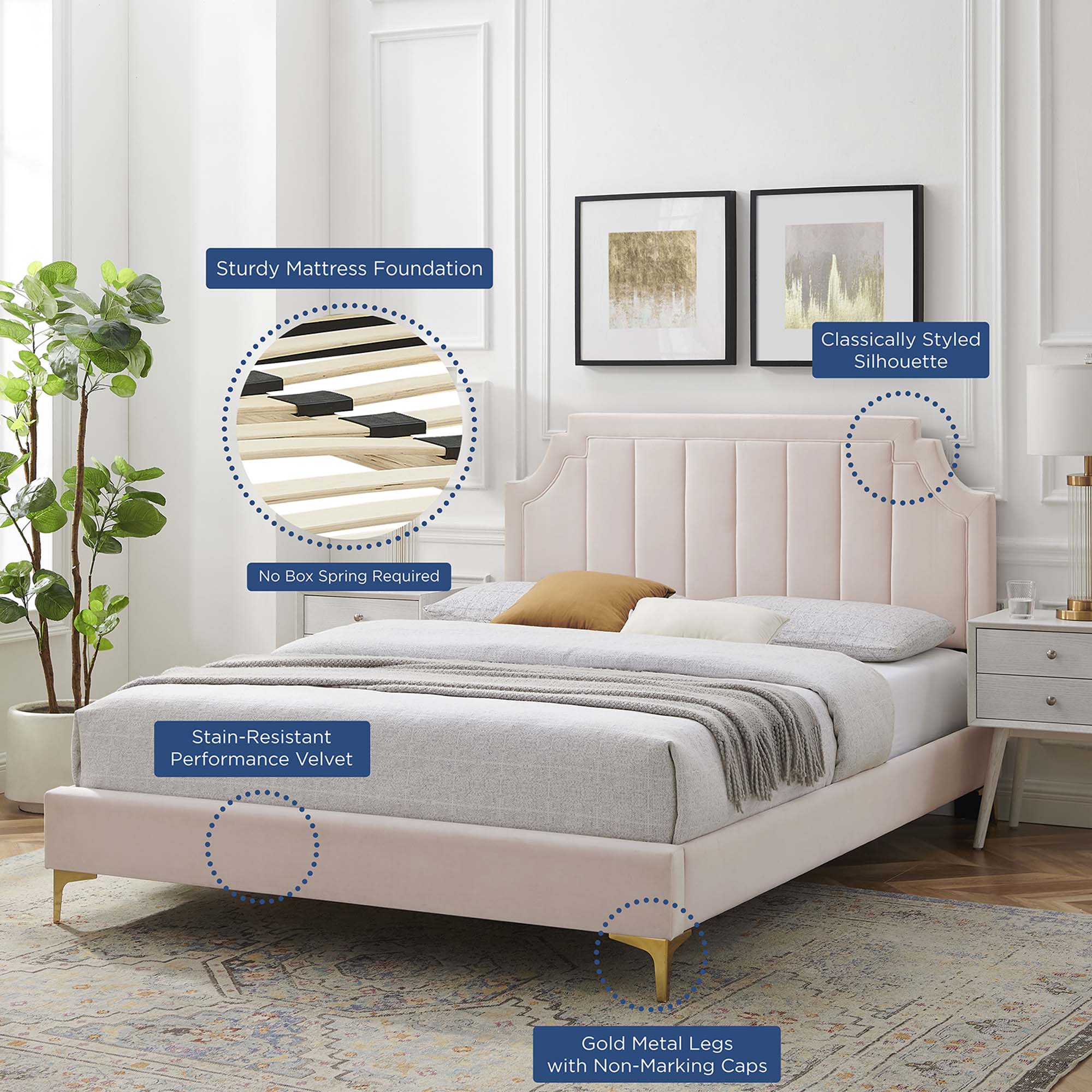 Modway Sienna Performance Velvet Full Platform Bed