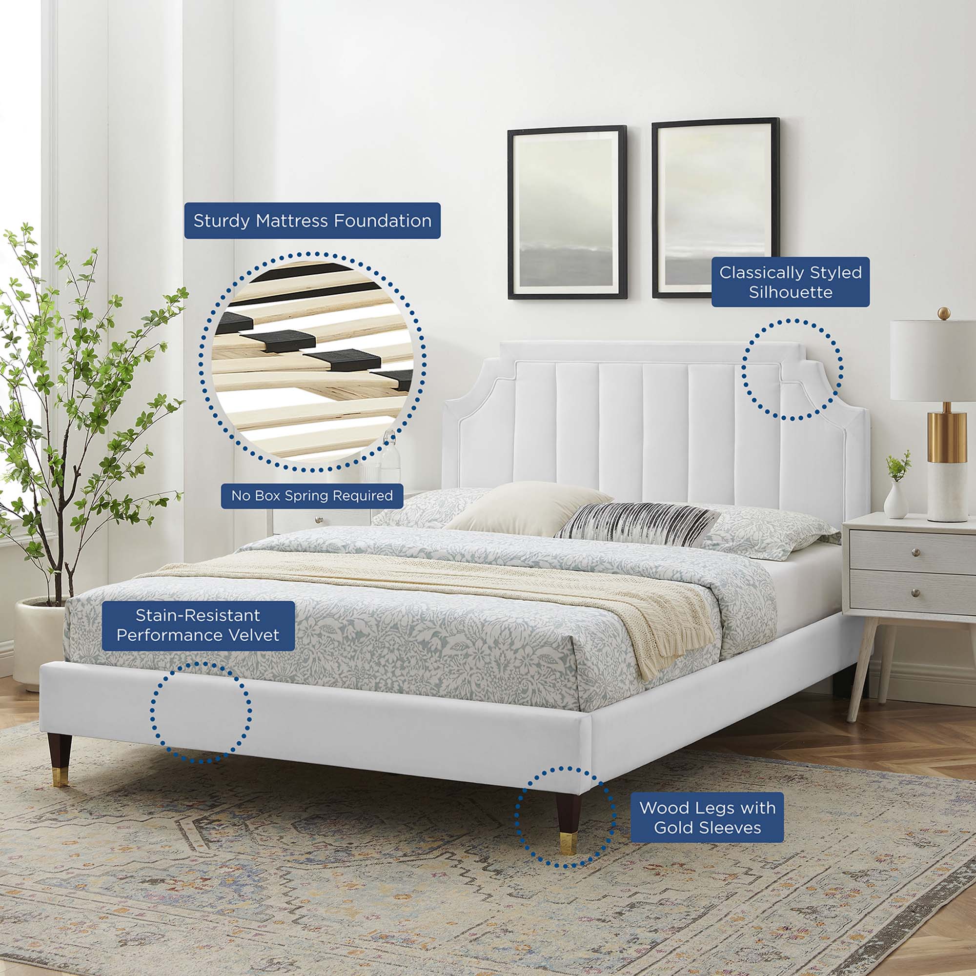 Modway Sienna Performance Velvet Full Platform Bed