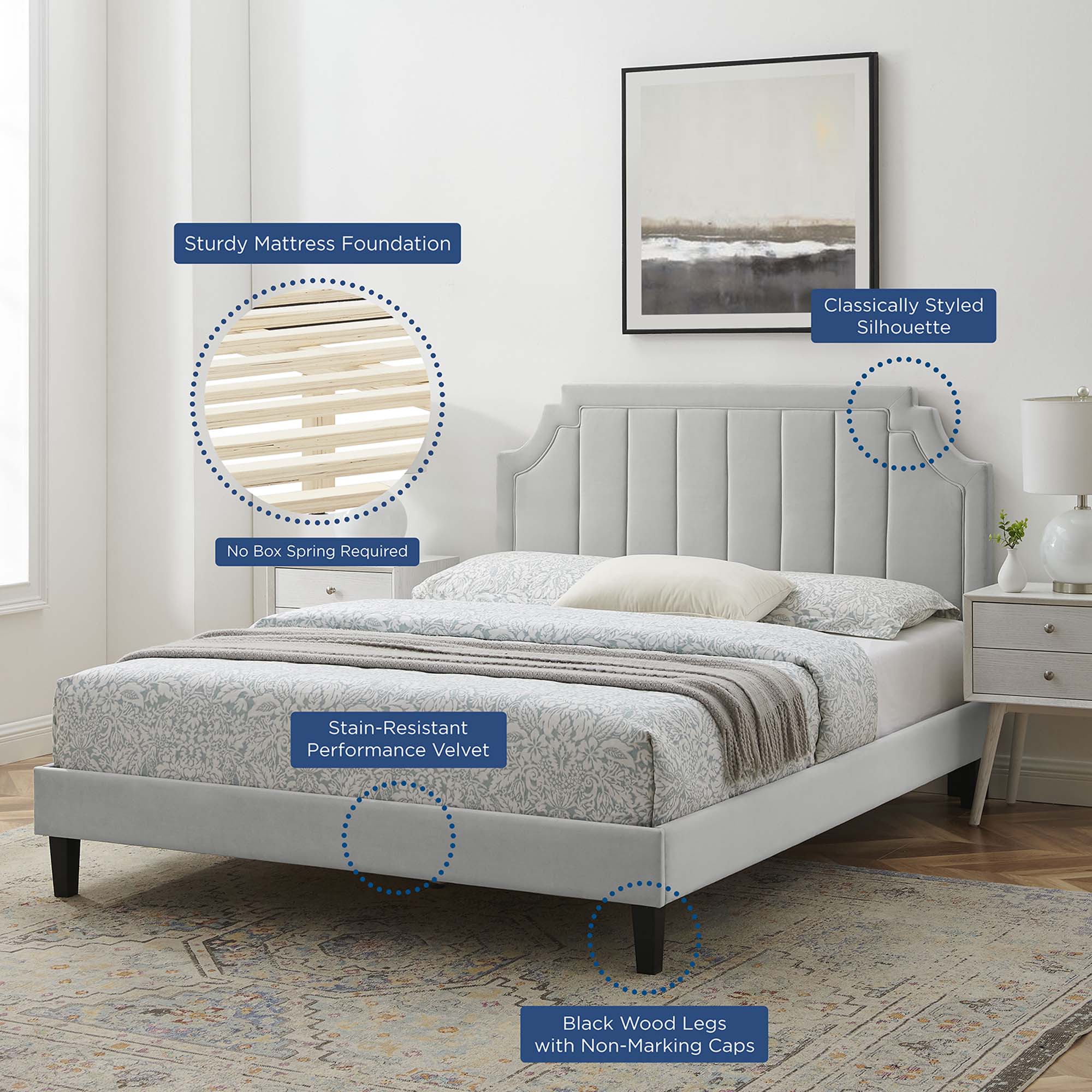 Modway Sienna Performance Velvet Full Platform Bed