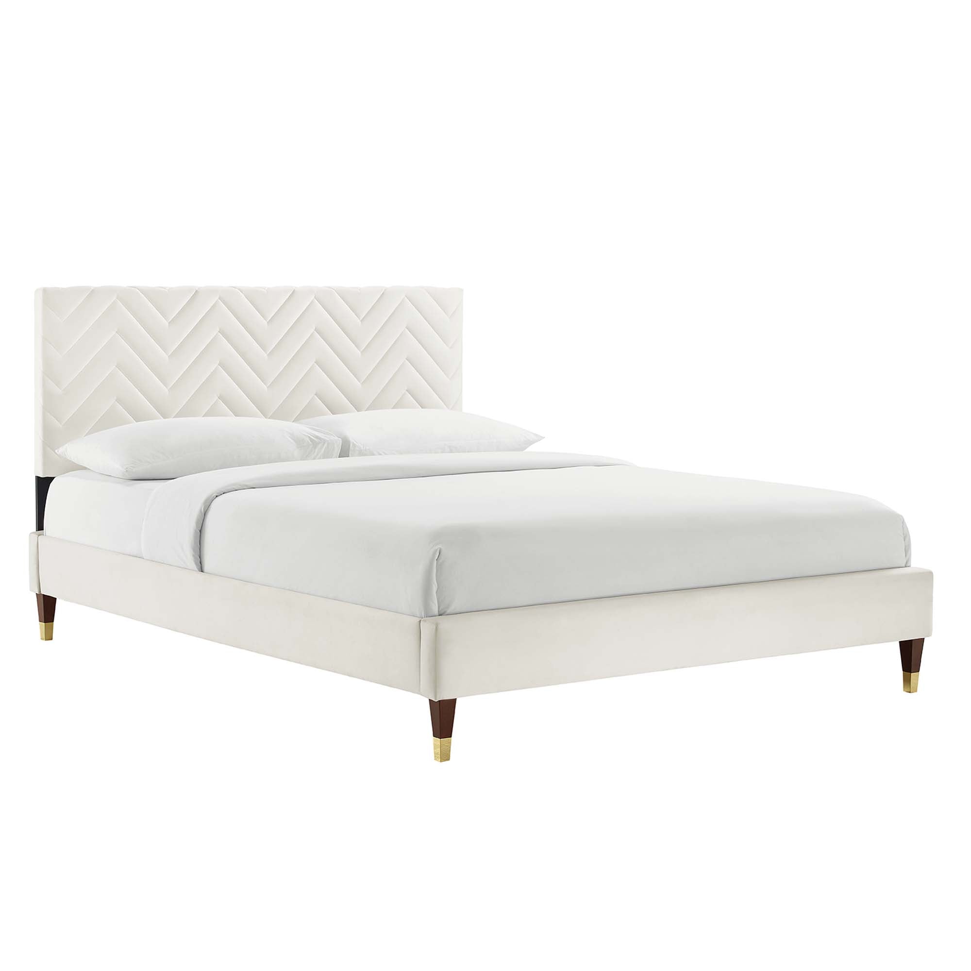 Modway Leah Chevron Tufted Performance Velvet Queen Platform Bed