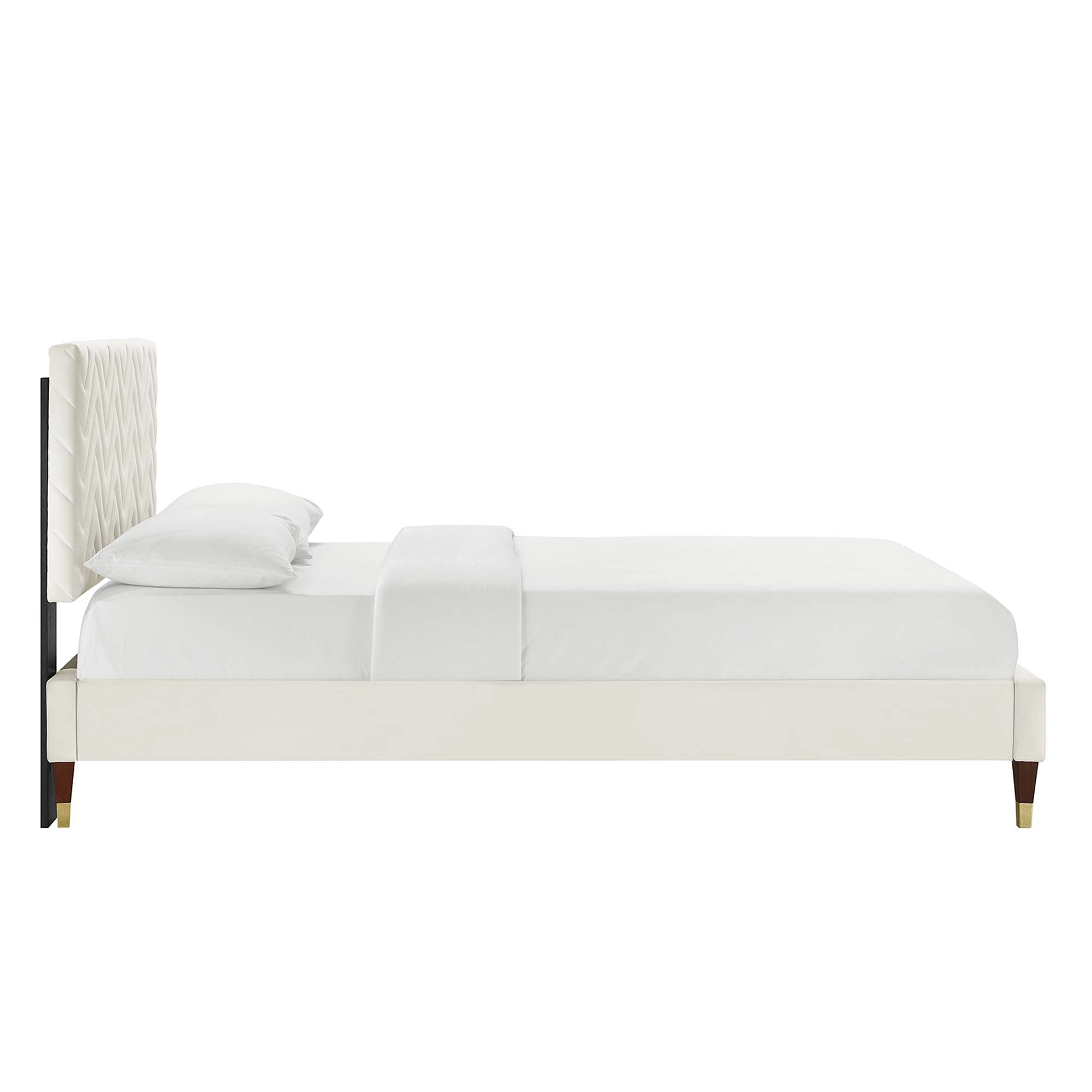 Modway Leah Chevron Tufted Performance Velvet Queen Platform Bed