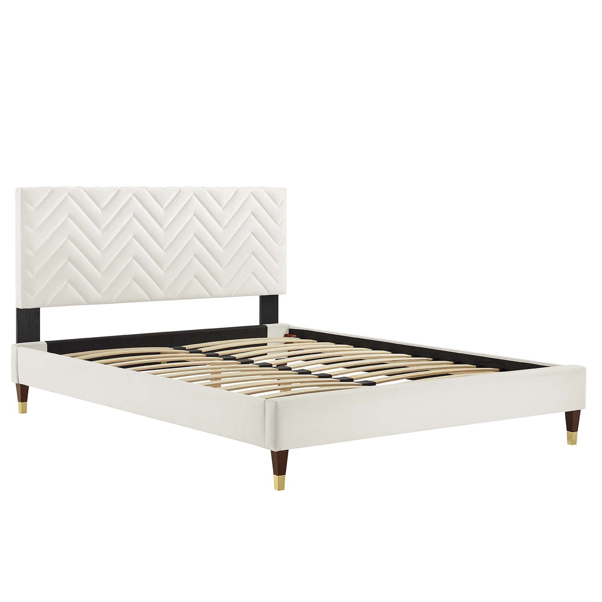 Modway Leah Chevron Tufted Performance Velvet Queen Platform Bed