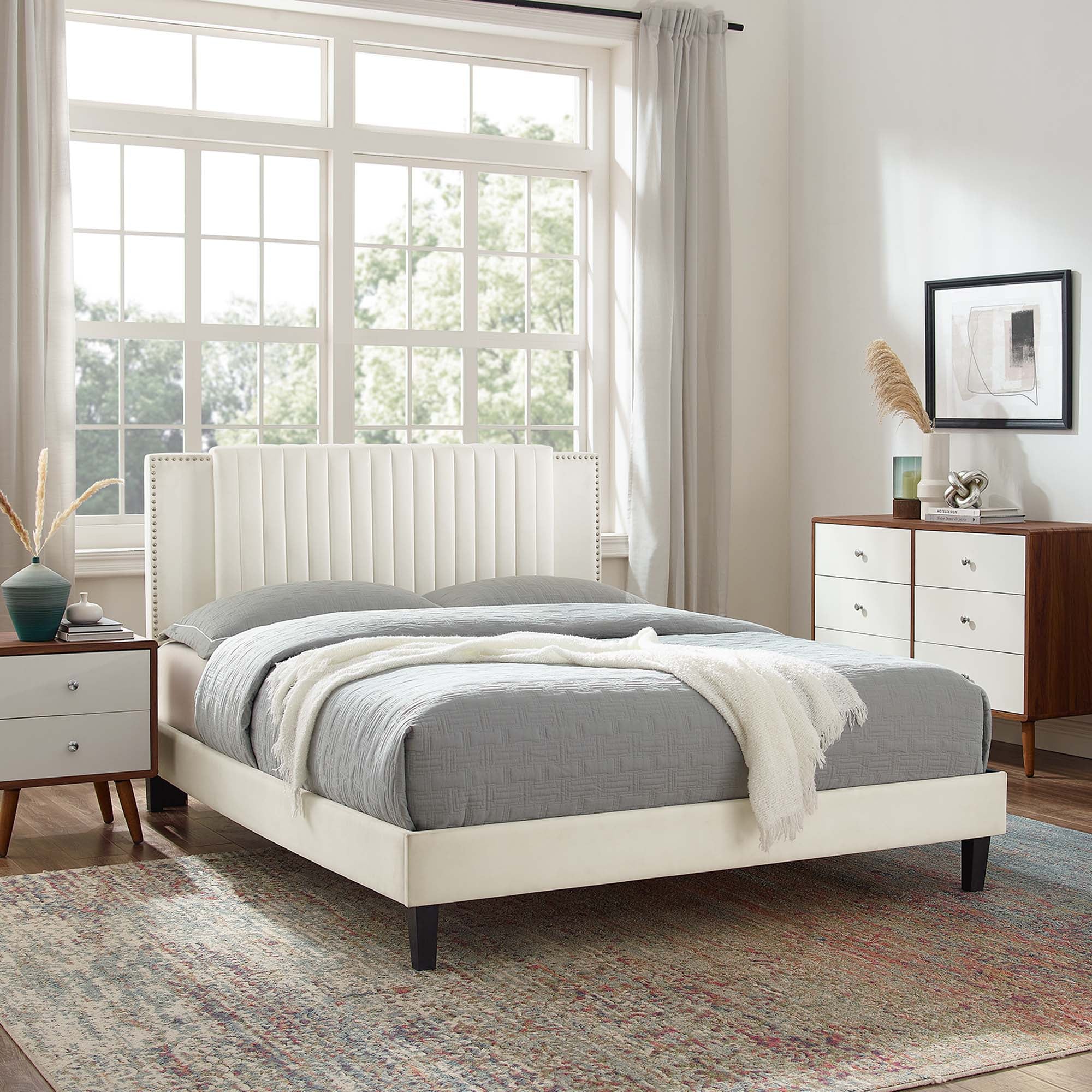 Modway Zahra Channel Tufted Performance Velvet Twin Platform Bed