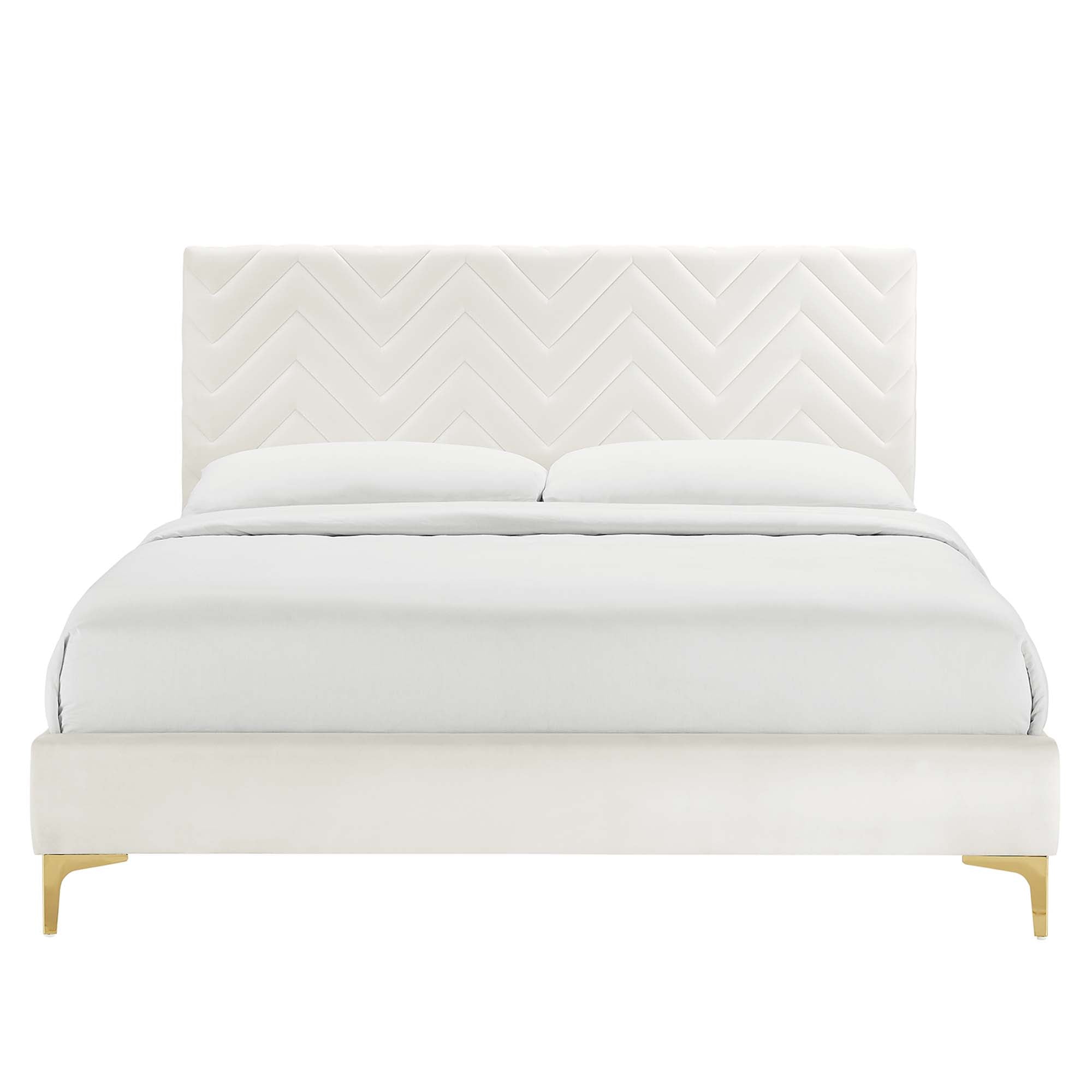 Modway Leah Chevron Tufted Performance Velvet Full Platform Bed