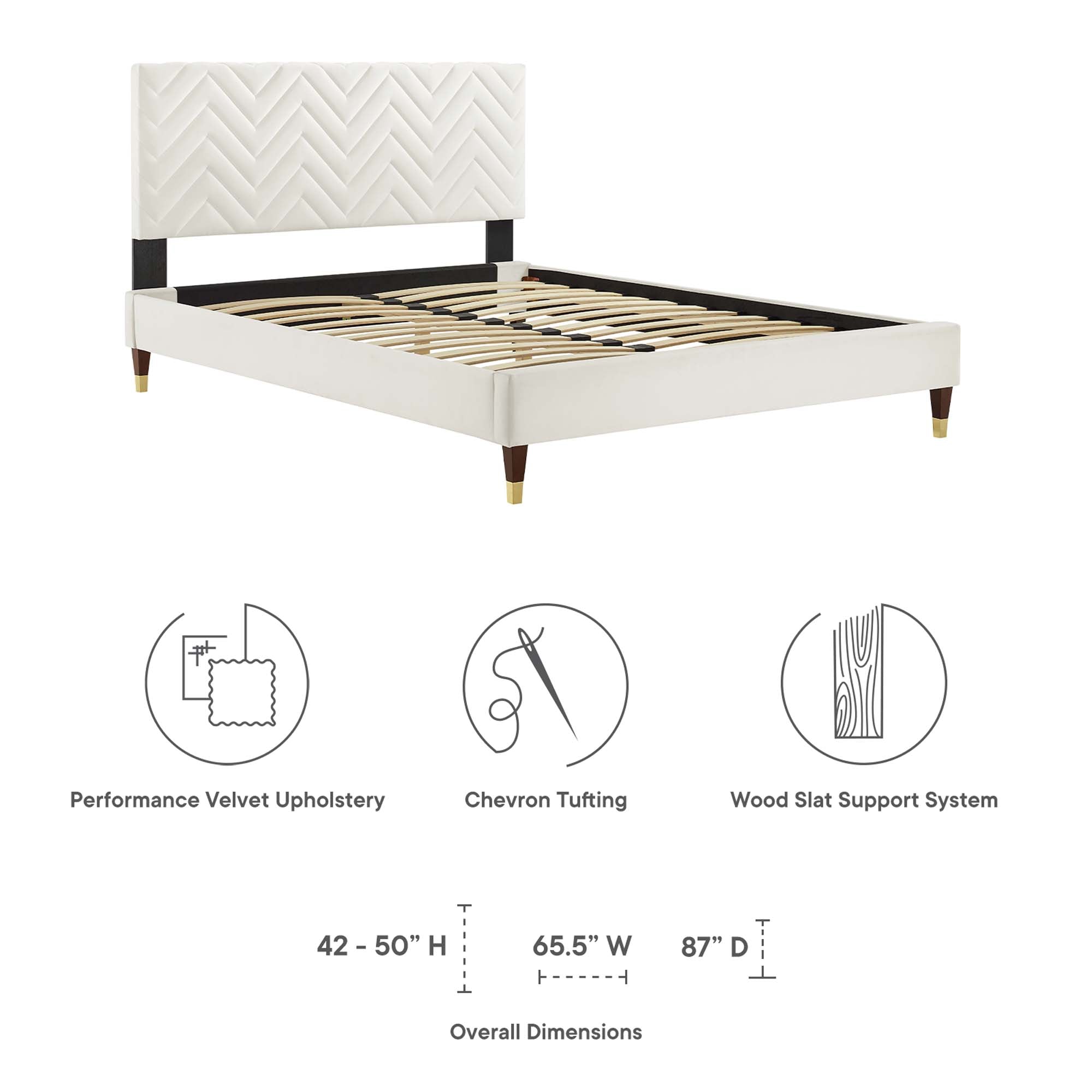 Modway Leah Chevron Tufted Performance Velvet Full Platform Bed