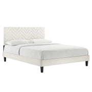 Modway Leah Tapered Wood Leg Chevron Tufted Performance Velvet Full Platform Bed