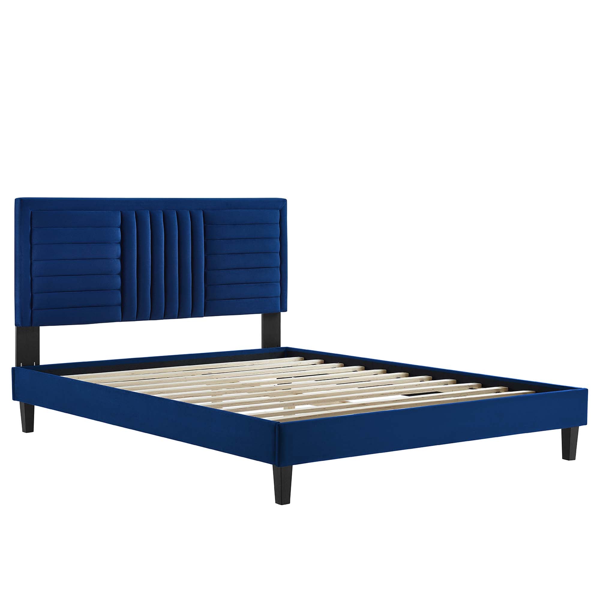 Modway Sofia Tapered Wood Leg Channel Tufted Performance Velvet Full Platform Bed