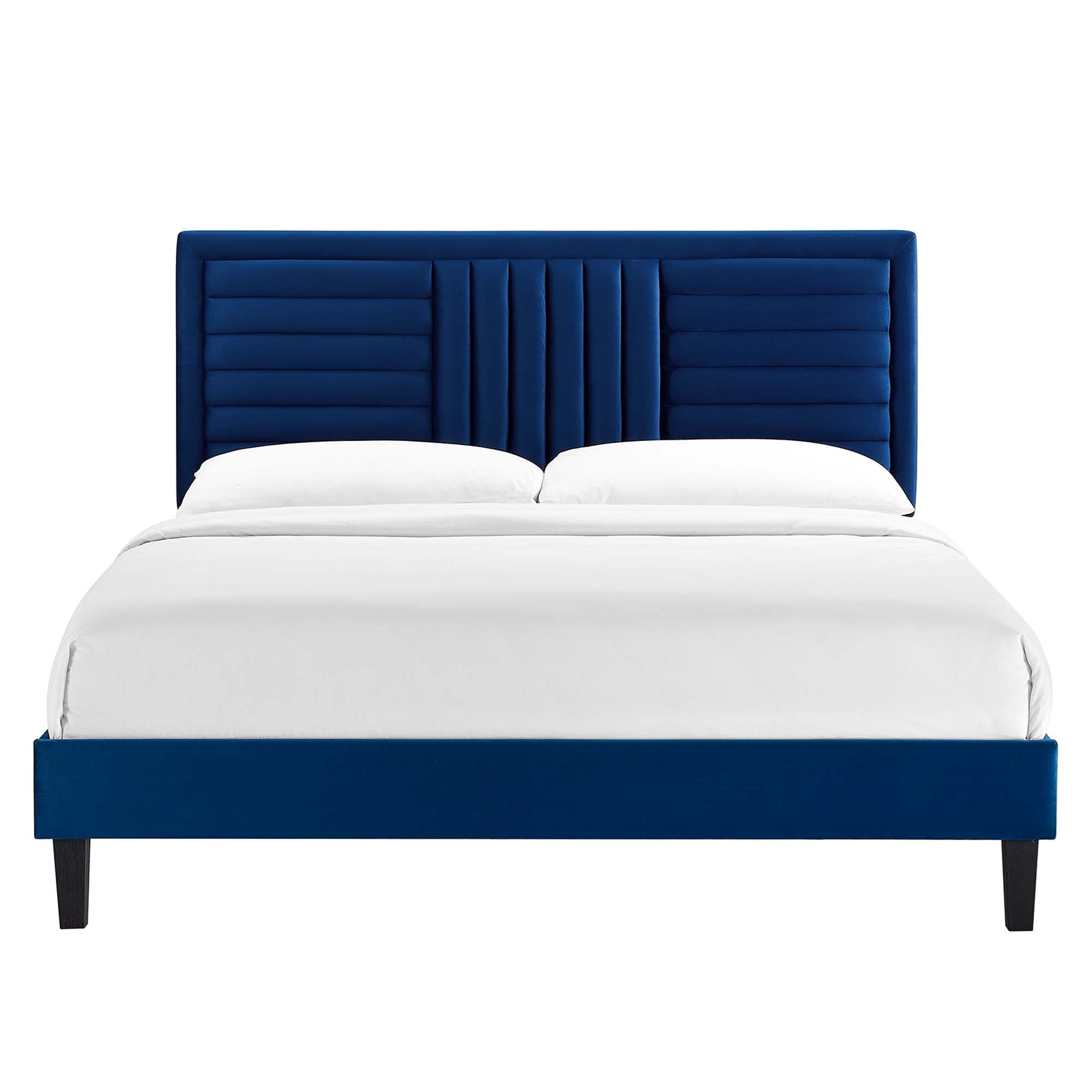 Modway Sofia Tapered Wood Leg Channel Tufted Performance Velvet Full Platform Bed