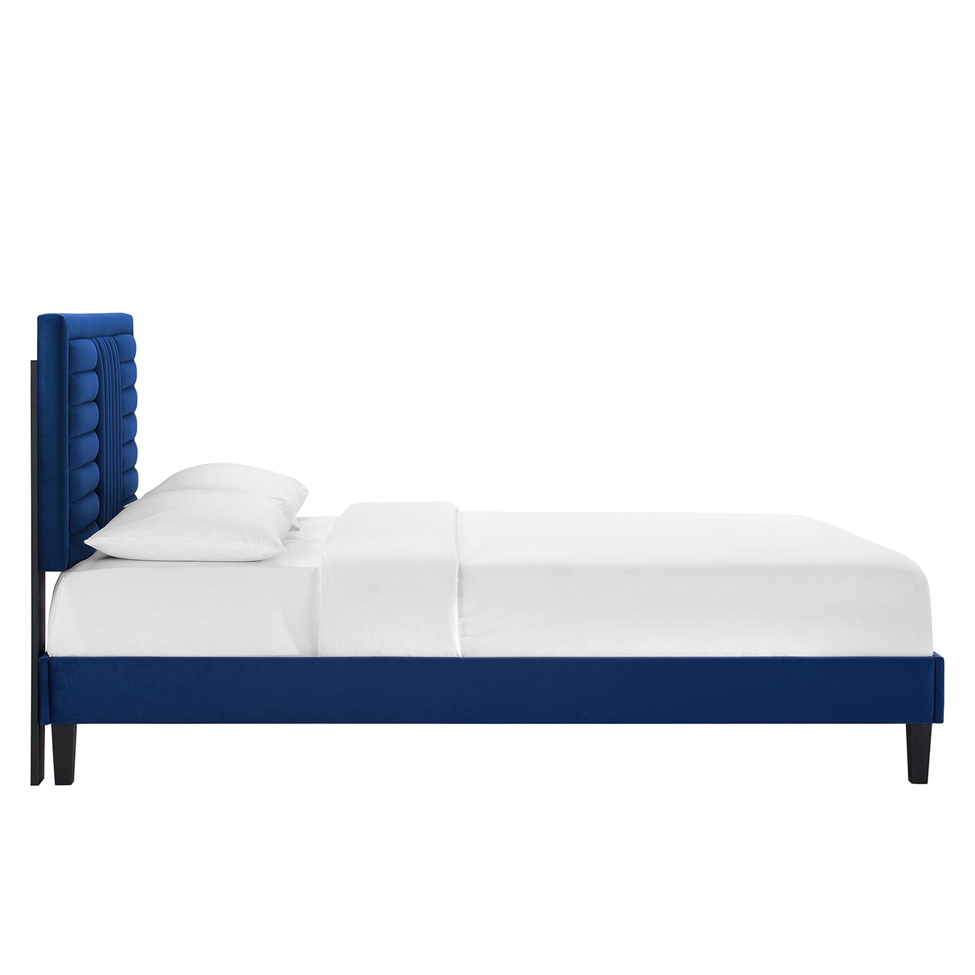 Modway Sofia Tapered Wood Leg Channel Tufted Performance Velvet Full Platform Bed