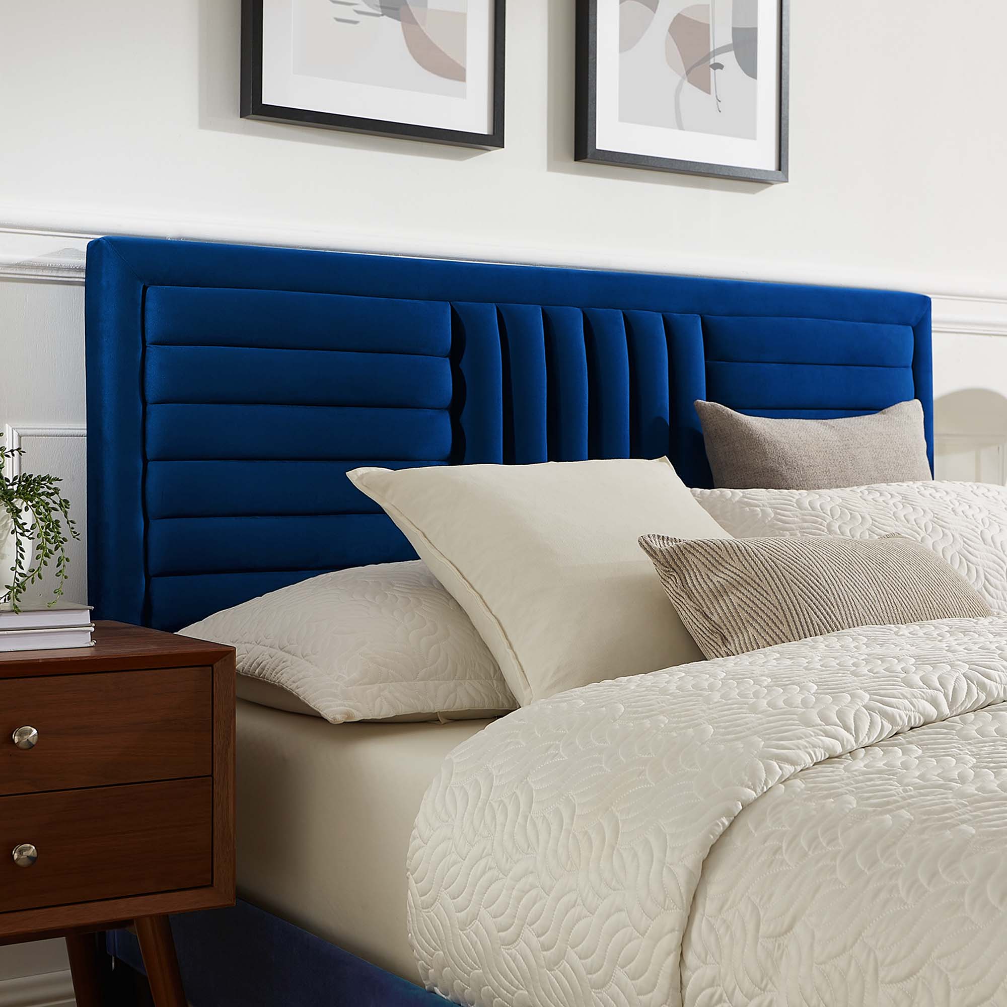 Modway Sofia Tapered Wood Leg Channel Tufted Performance Velvet Full Platform Bed