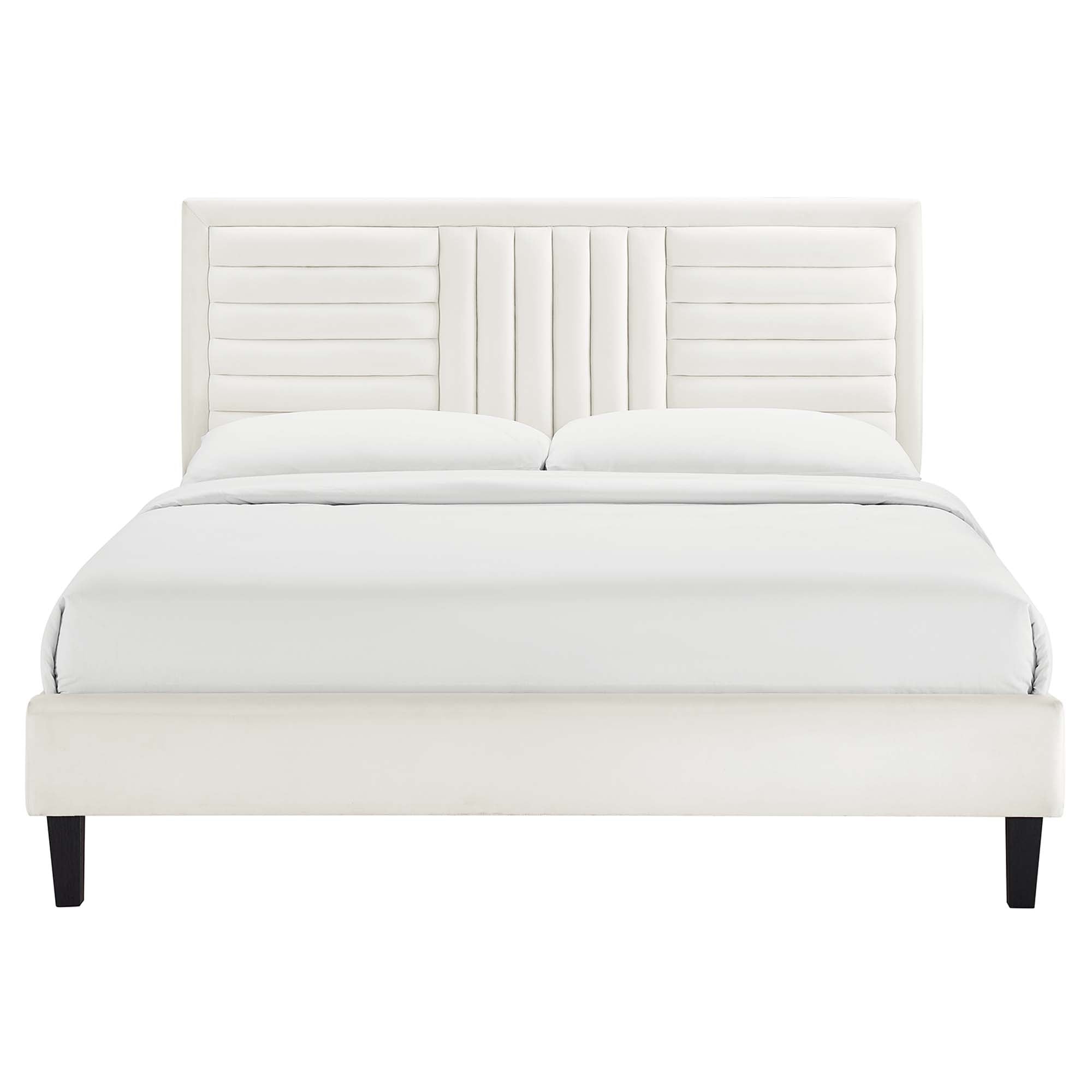 Modway Sofia Tapered Wood Leg Channel Tufted Performance Velvet Full Platform Bed