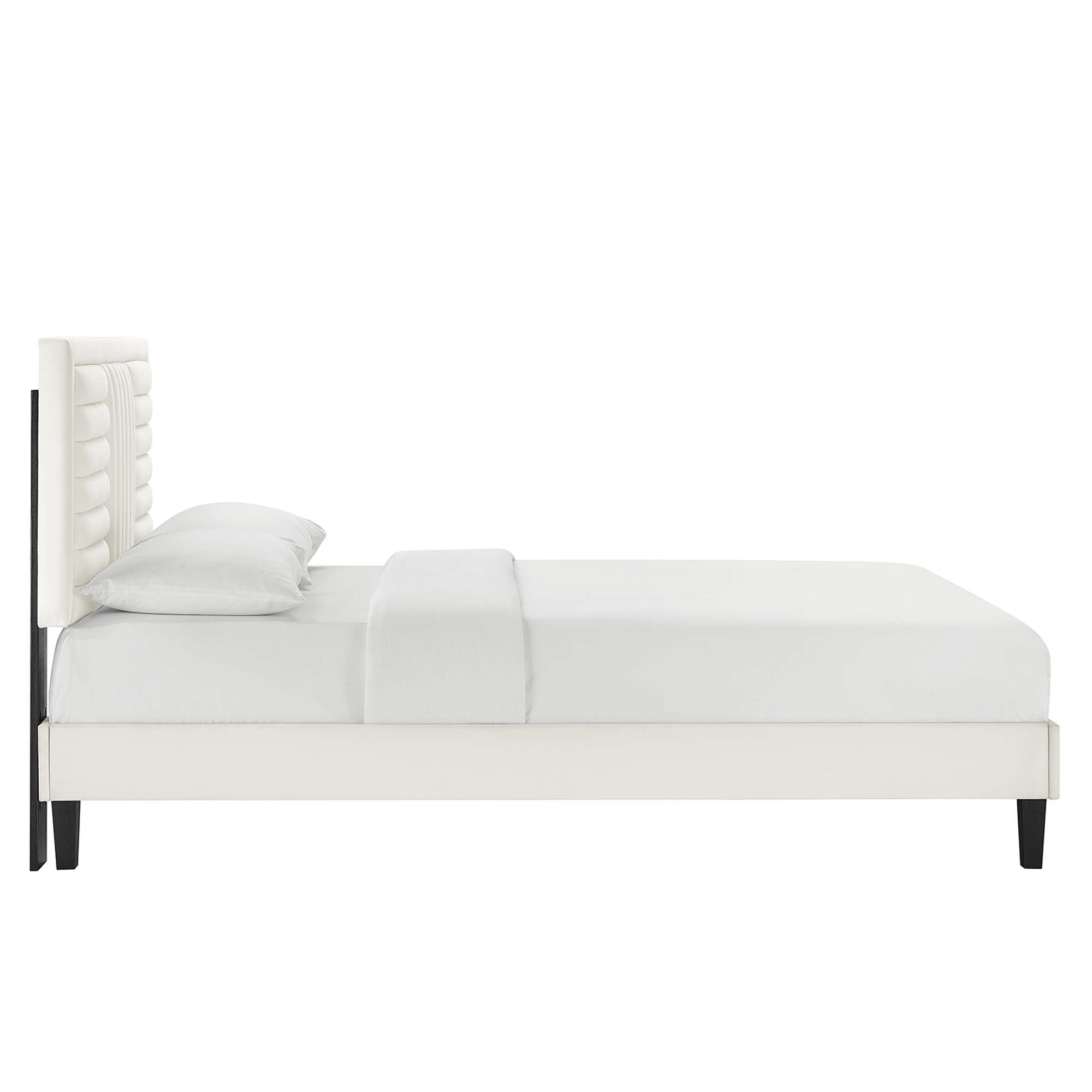Modway Sofia Tapered Wood Leg Channel Tufted Performance Velvet Full Platform Bed