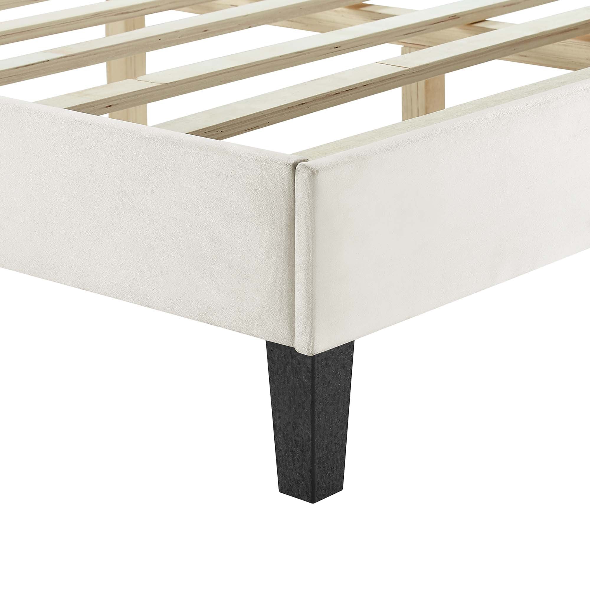 Modway Sofia Tapered Wood Leg Channel Tufted Performance Velvet Full Platform Bed
